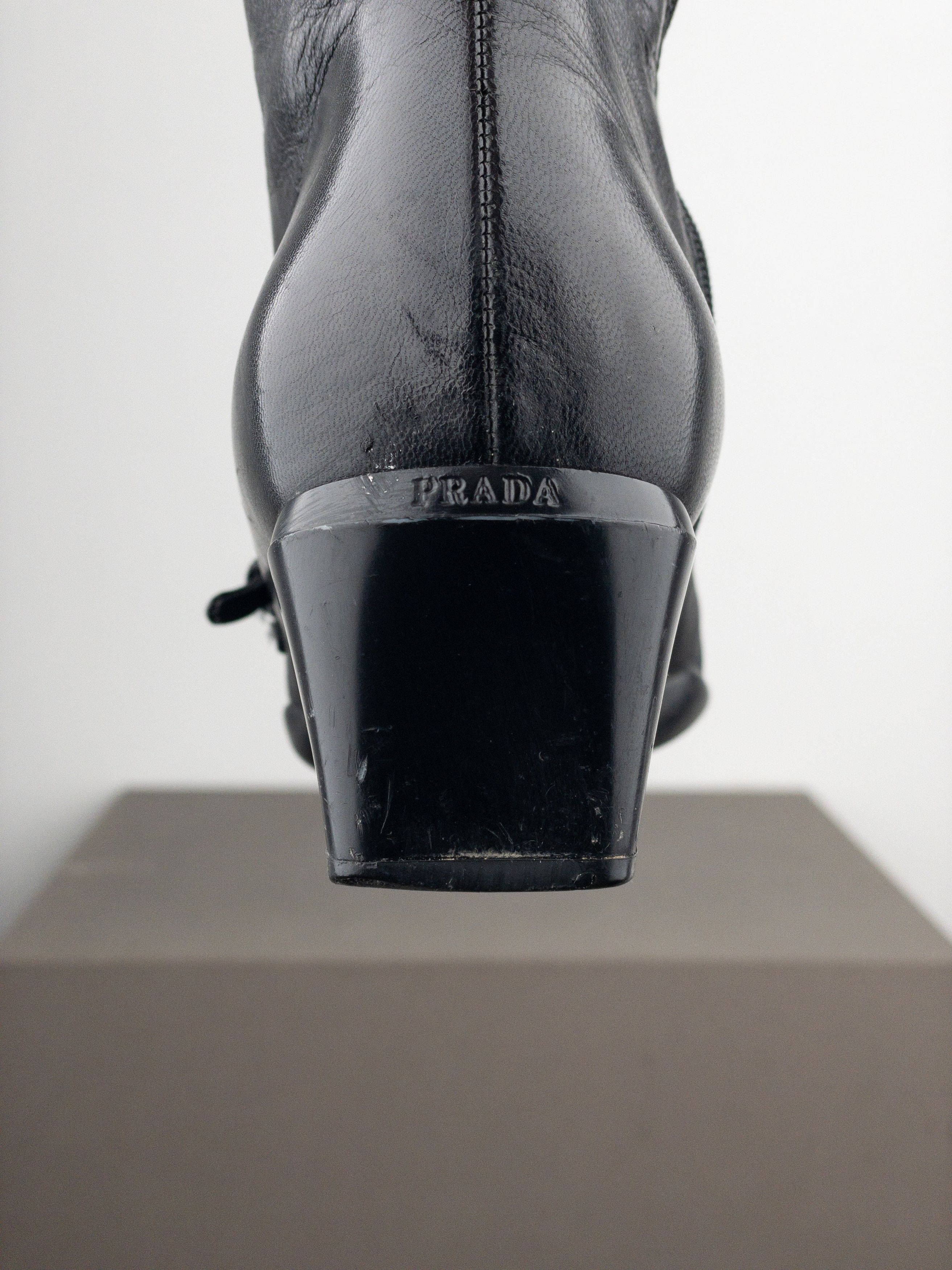 Prada 2000s Square Toe Sports Buckle Kitten Heel Ankle Boots Size US 5.5 / IT 35.5 - 11 Thumbnail
