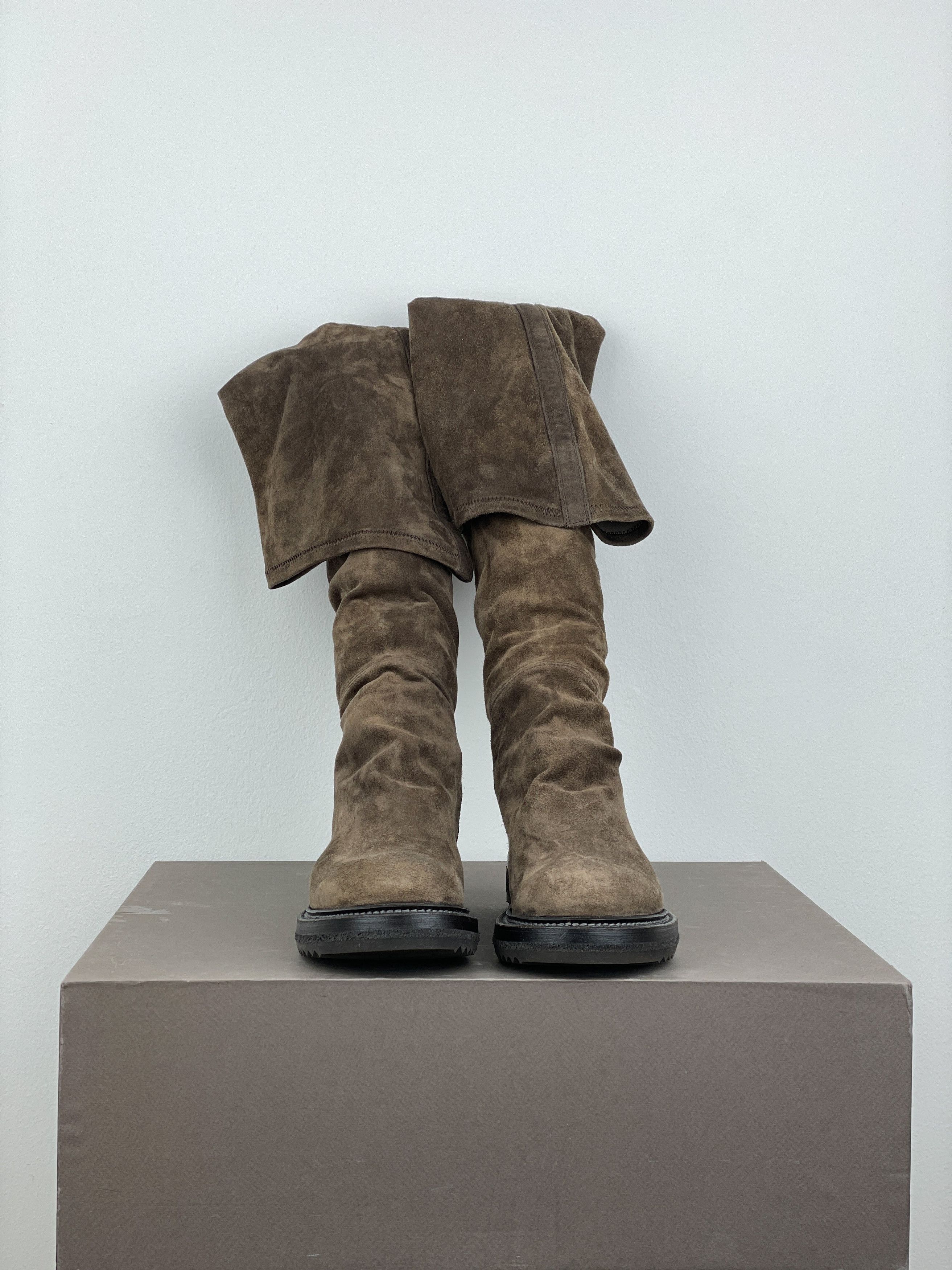 Rick Owens AW15 'Sphinx' Suede Thigh High Stocking Creeper Boots Size US 5 / IT 35 - 5 Thumbnail