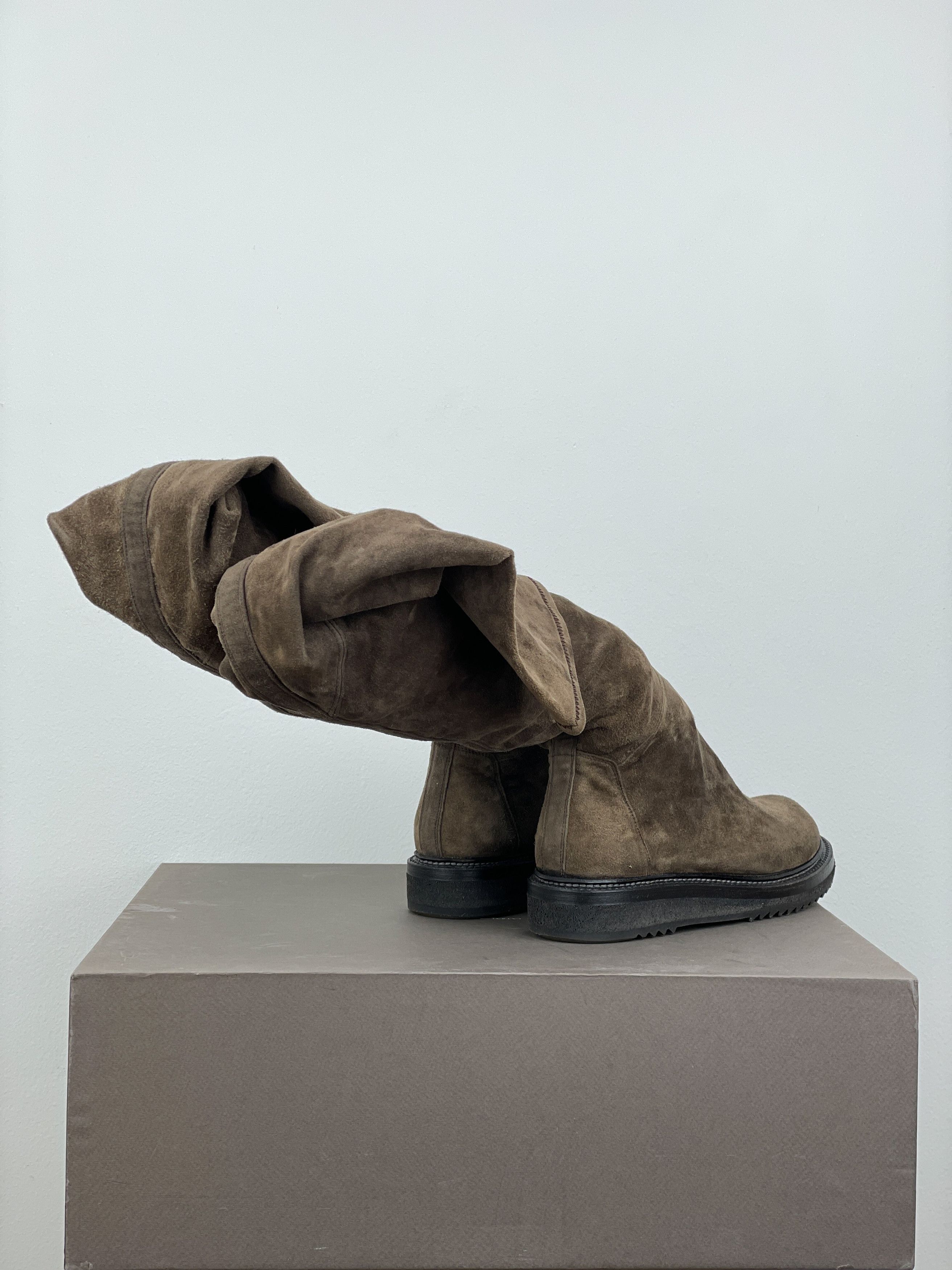 Rick Owens AW15 'Sphinx' Suede Thigh High Stocking Creeper Boots Size US 5 / IT 35 - 2 Thumbnail