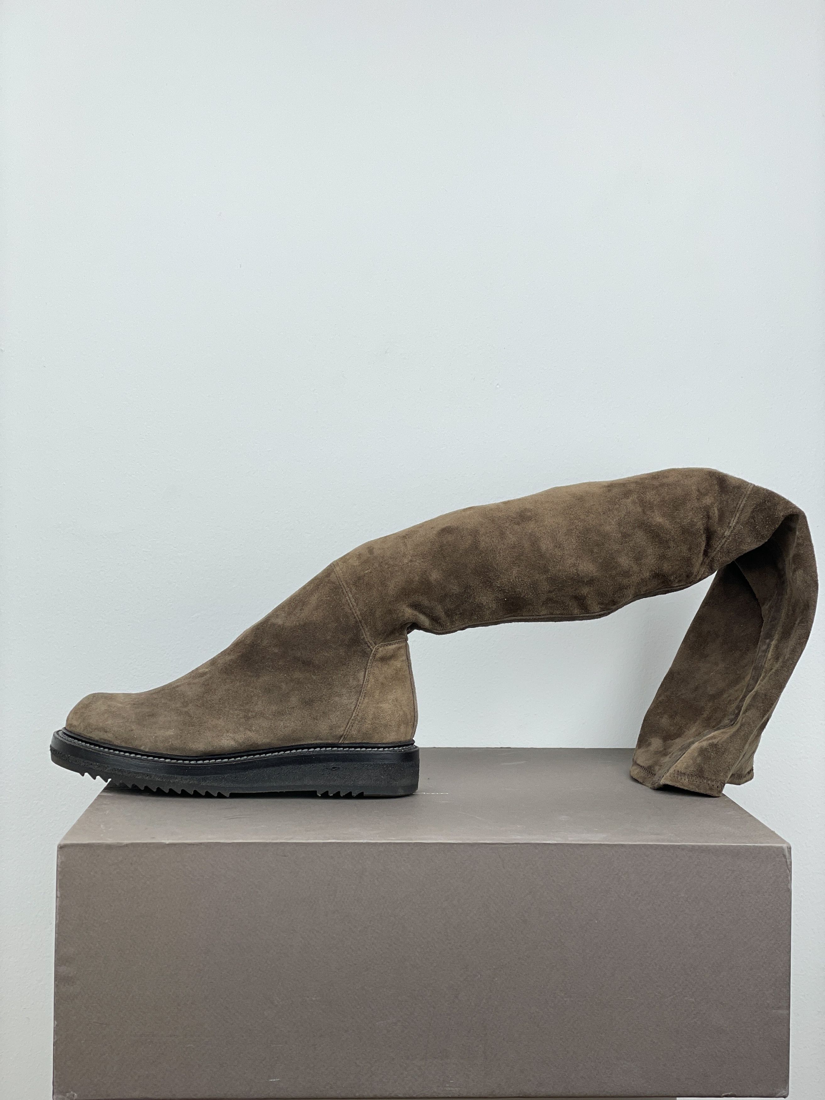 Rick Owens AW15 'Sphinx' Suede Thigh High Stocking Creeper Boots Size US 5 / IT 35 - 3 Thumbnail