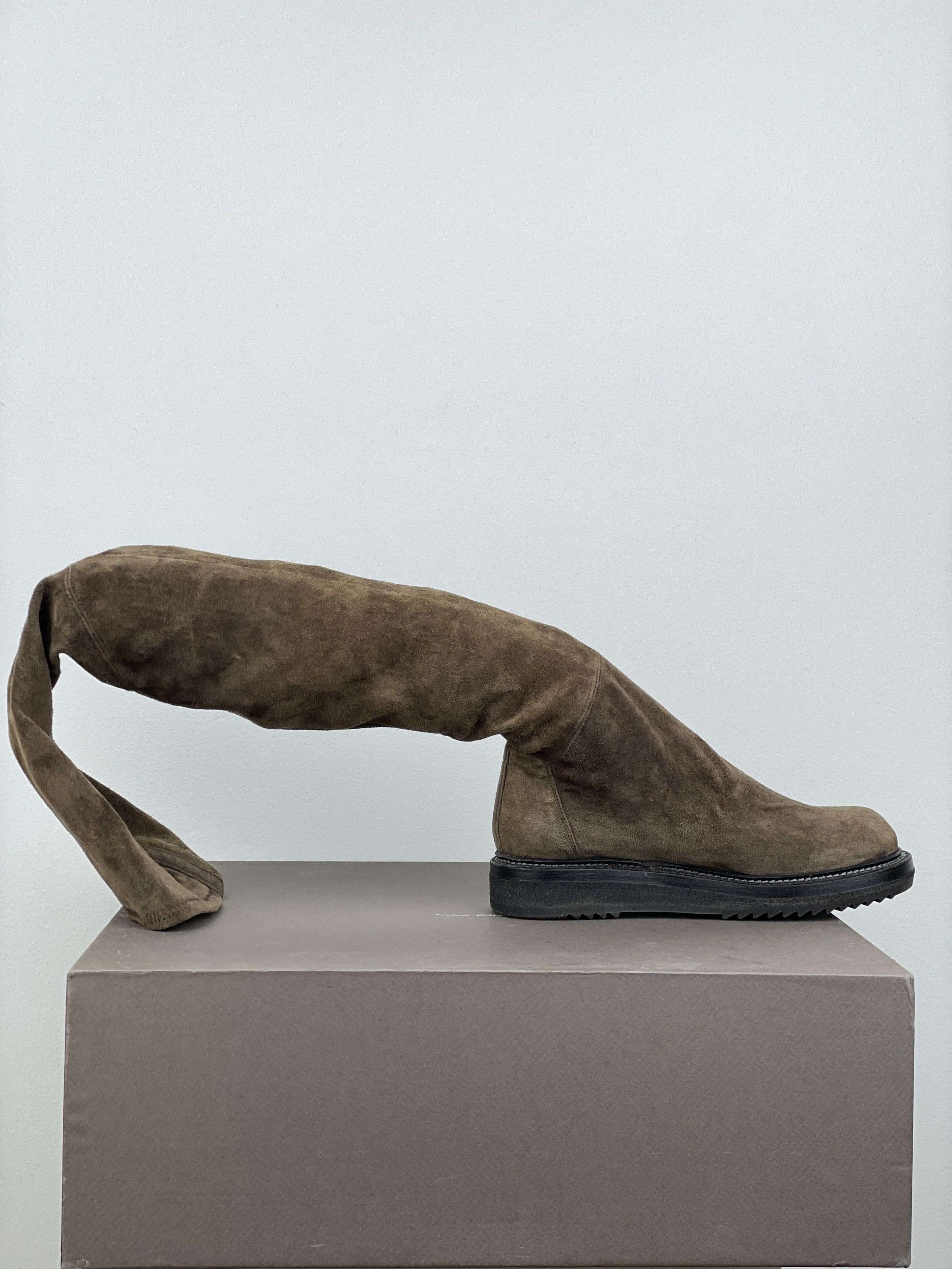 Rick Owens AW15 'Sphinx' Suede Thigh High Stocking Creeper Boots Size US 5 / IT 35 - 4 Thumbnail