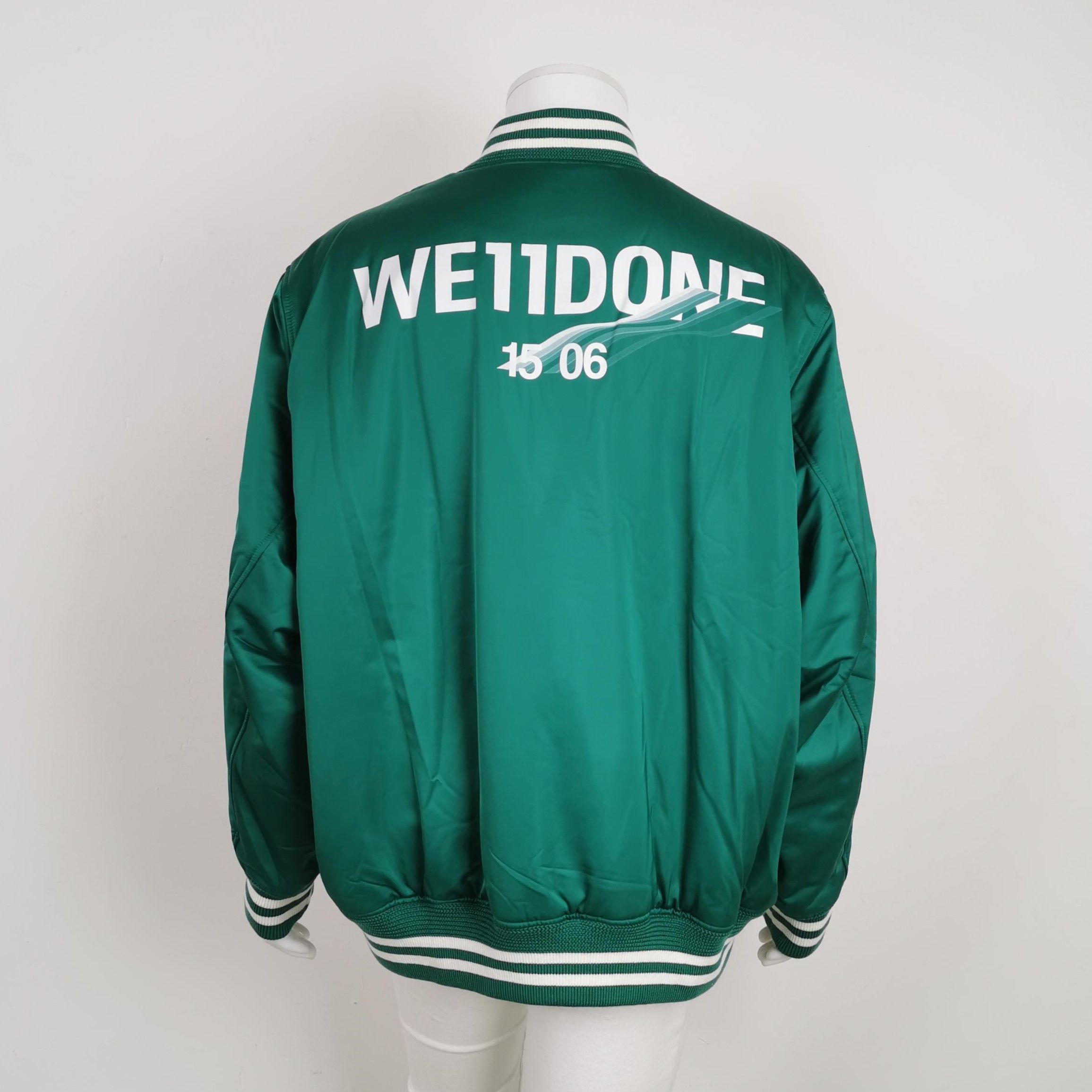 WE11DONE We11done Green Logo Print Satin Bomber Jacket Size L Size US L / EU 52-54 / 3 - 2 Thumbnail