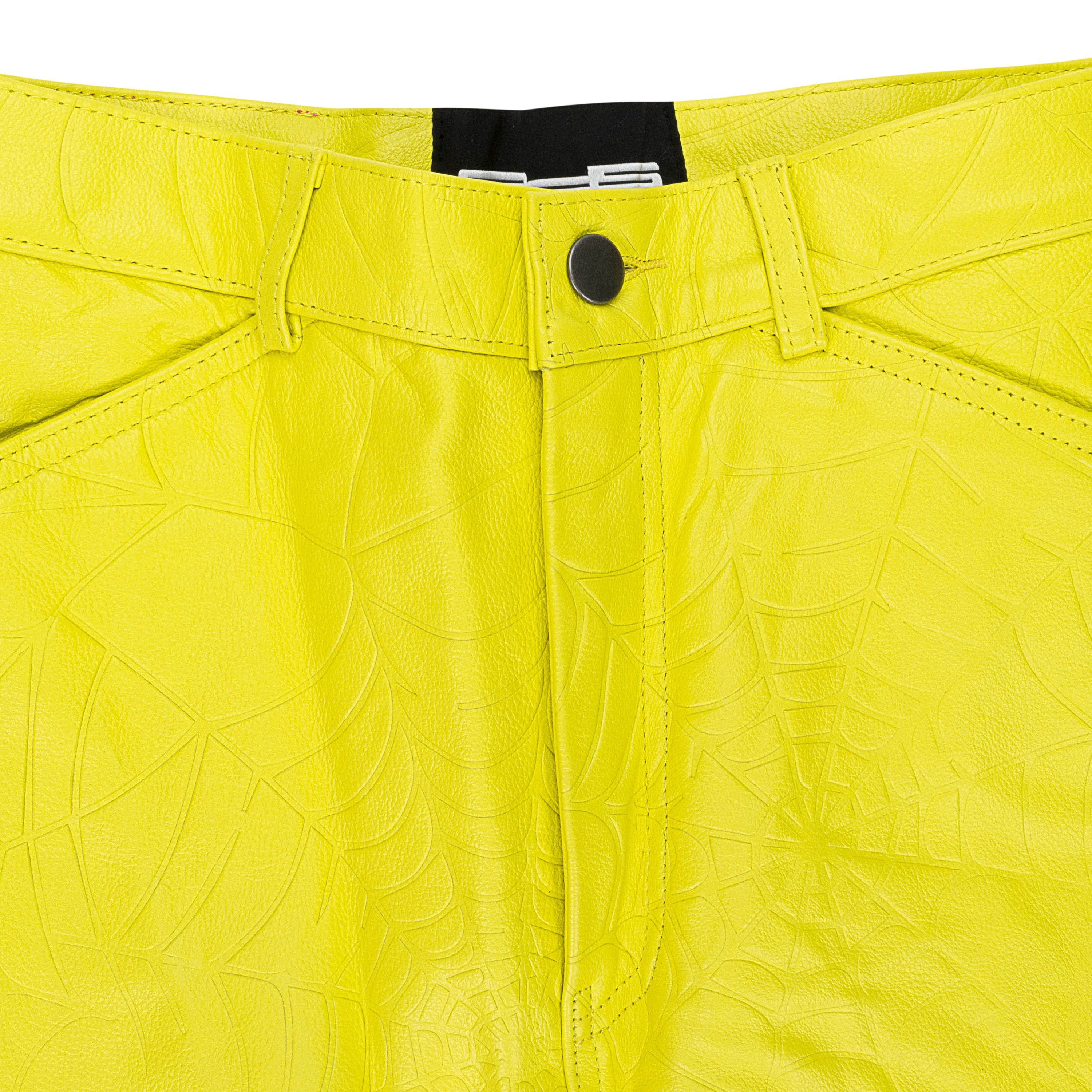 Sp5der DEBOSSED LEATHER YELLOW CASUAL PANTS SIZE 32 Size US 32 / EU 48 - 3 Thumbnail