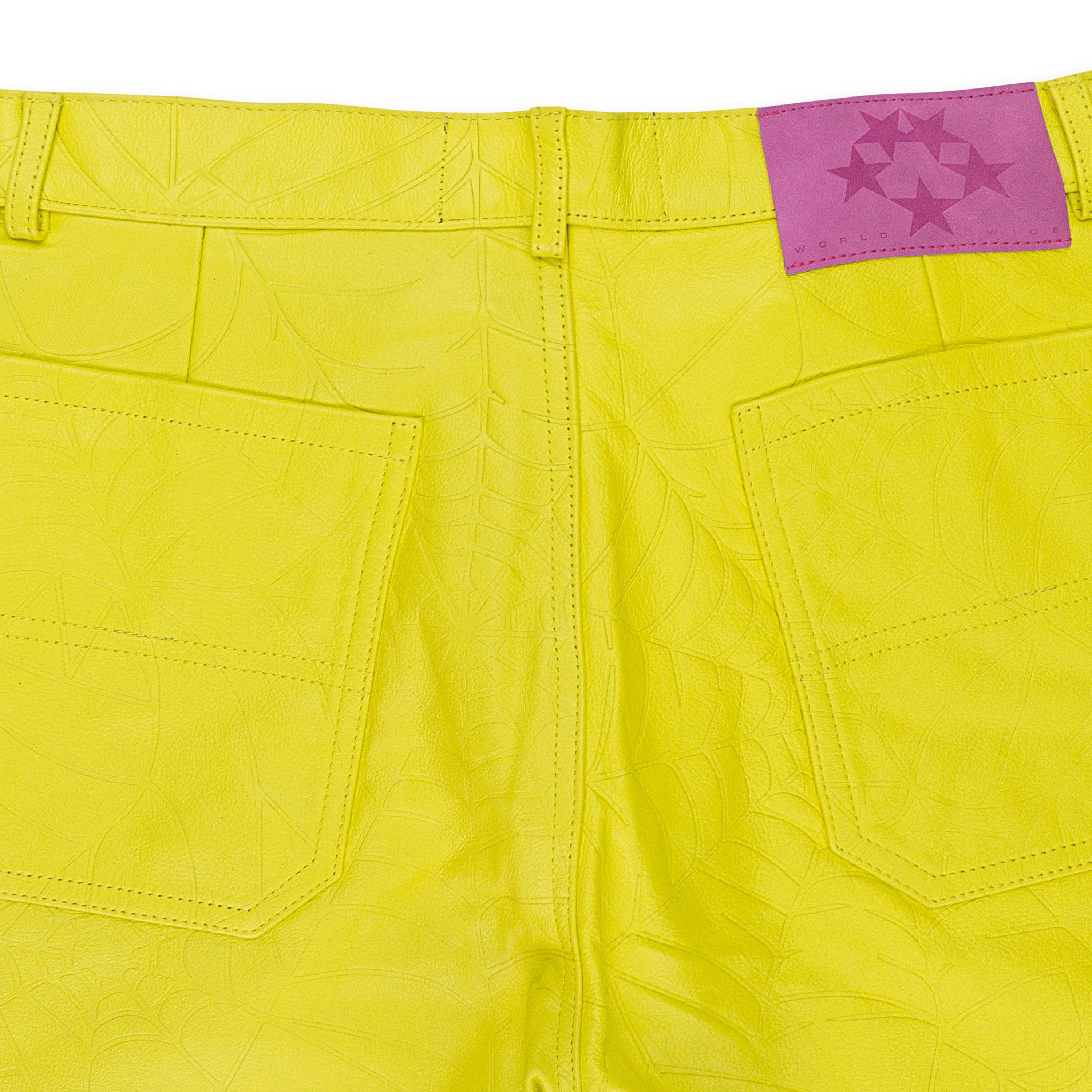 Sp5der DEBOSSED LEATHER YELLOW CASUAL PANTS SIZE 32 Size US 32 / EU 48 - 4 Thumbnail