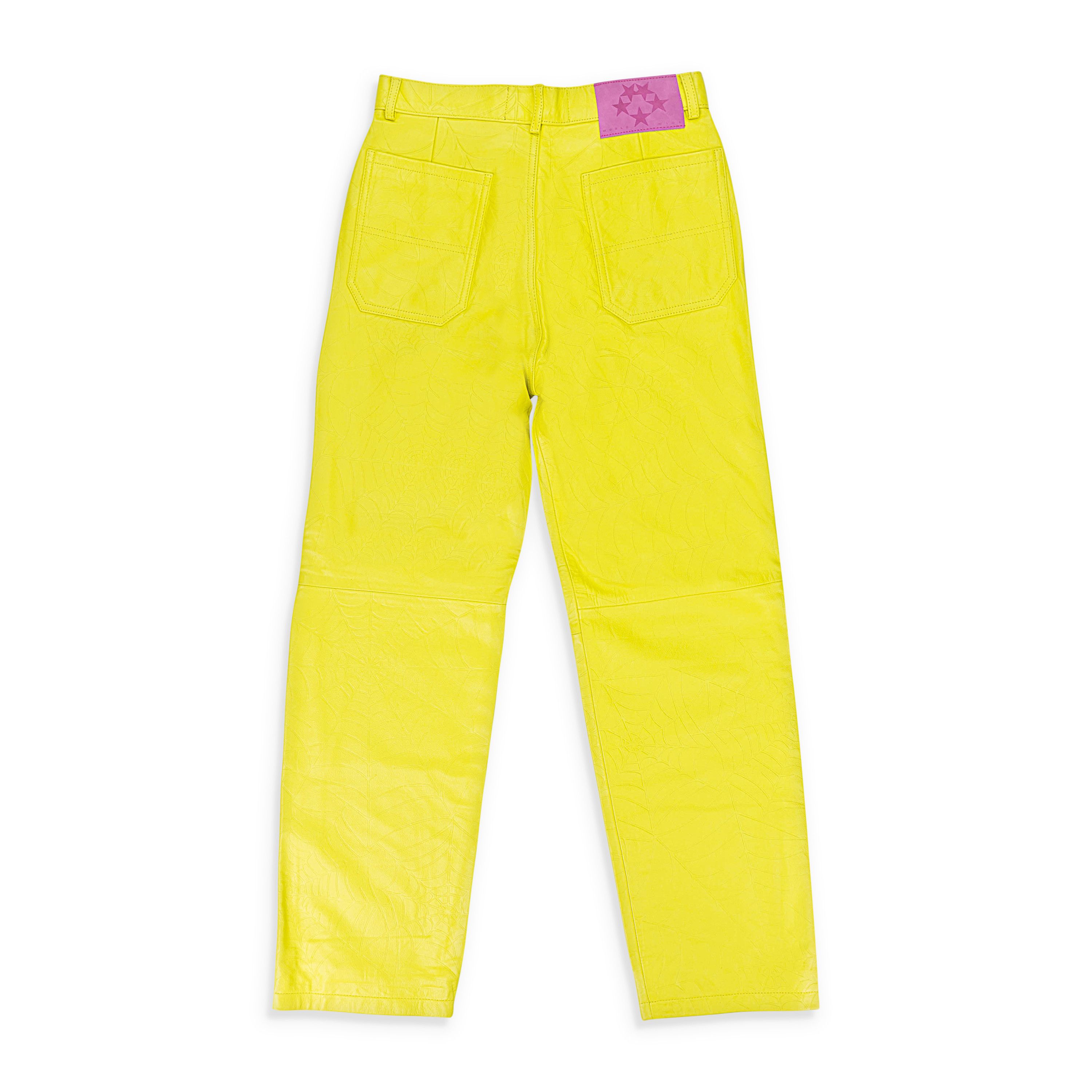 Sp5der DEBOSSED LEATHER YELLOW CASUAL PANTS SIZE 32 Size US 32 / EU 48 - 2 Thumbnail