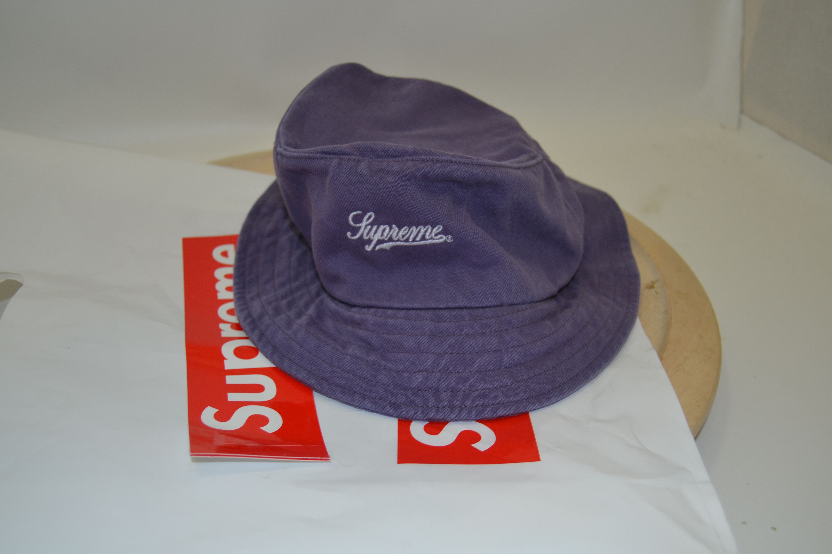Supreme Bucket Hat Purple Script w/ Hidden Pouch
