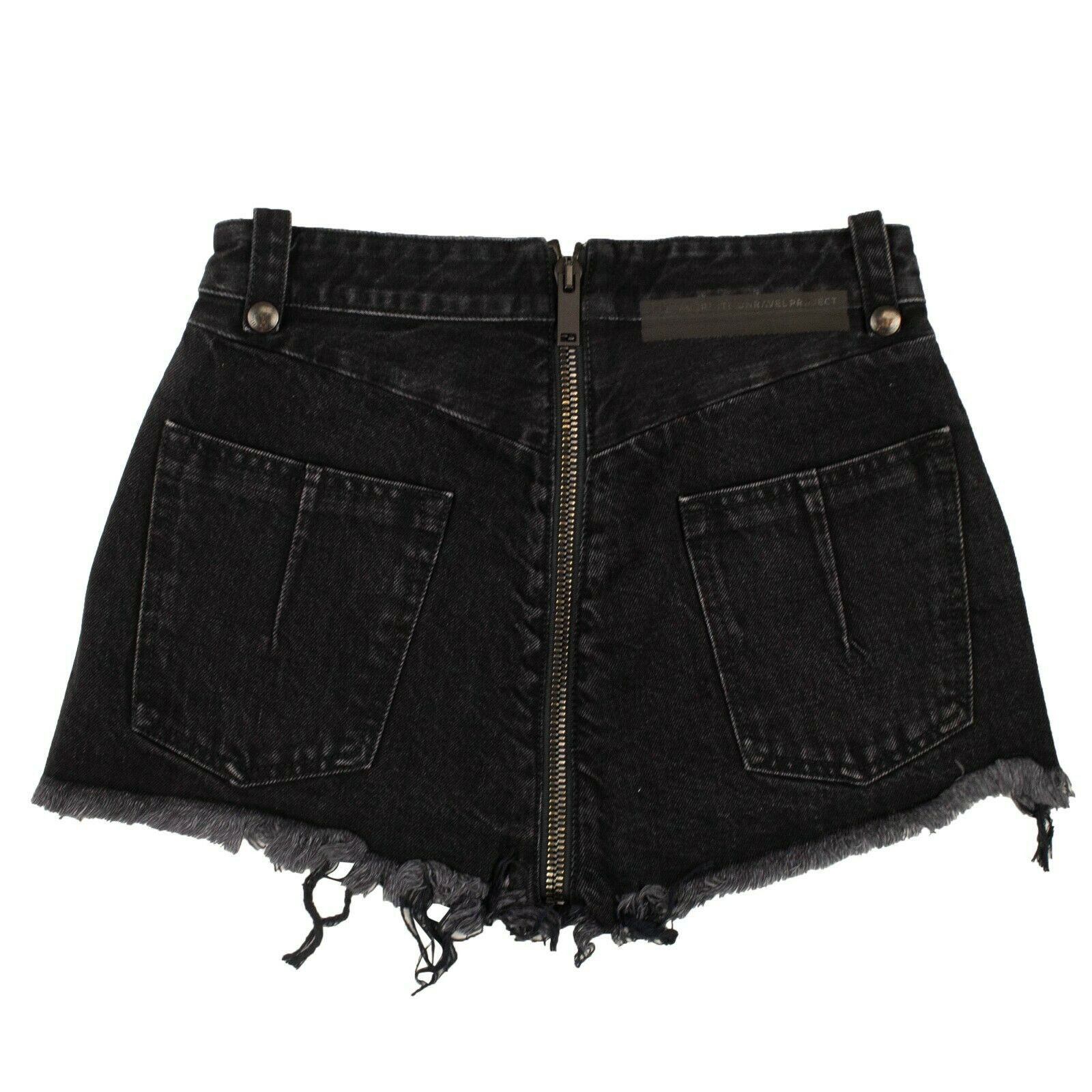 Unravel Project Black Denim Distressed Hem Short Pants Size 24 Size 24" / US 00 / IT 34 - 2 Thumbnail