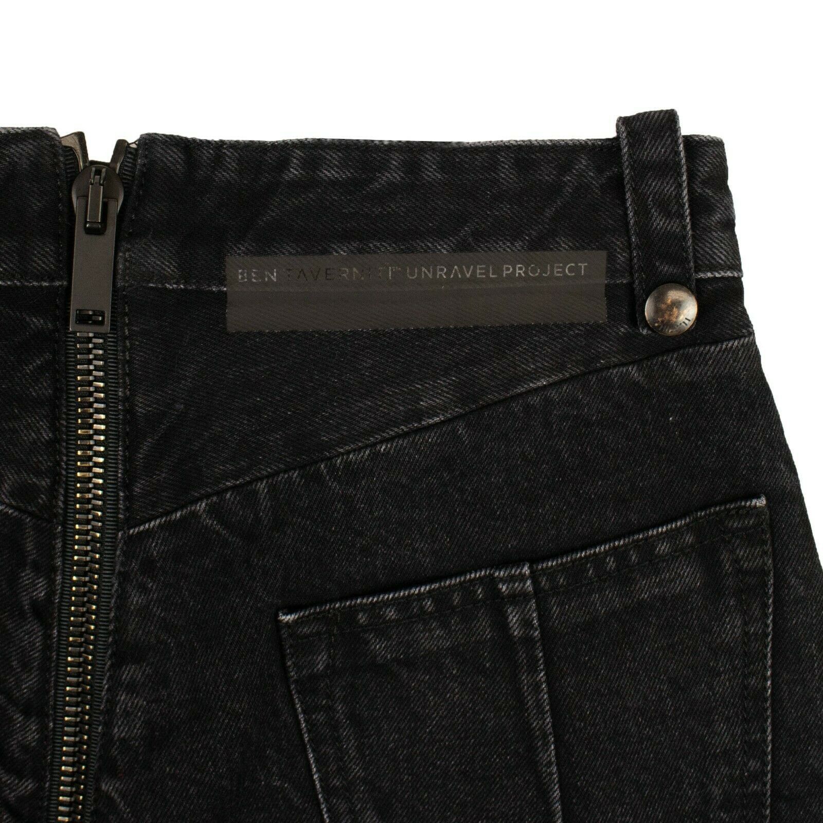 Unravel Project Black Denim Distressed Hem Short Pants Size 24 Size 24" / US 00 / IT 34 - 4 Thumbnail