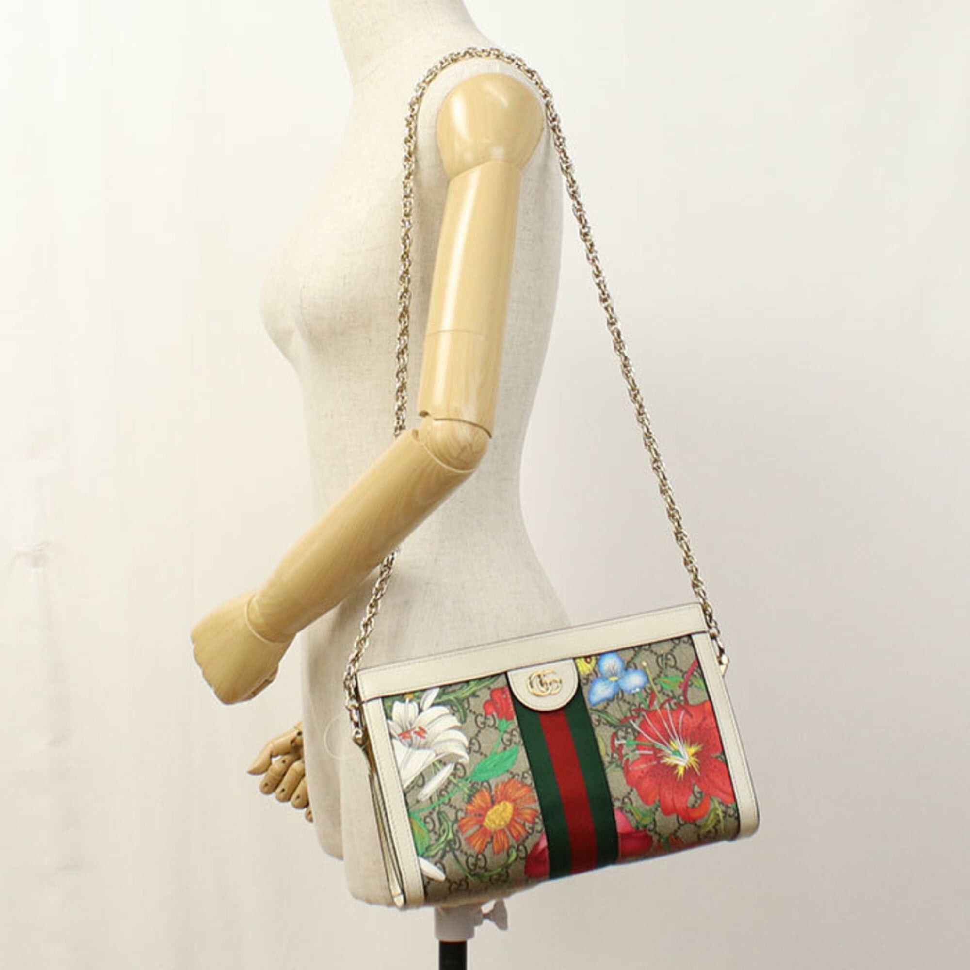 Gucci GUCCI Ophidia Chain Shoulder Bag 503877 (Women's, Beige) Size ONE SIZE - 8 Thumbnail