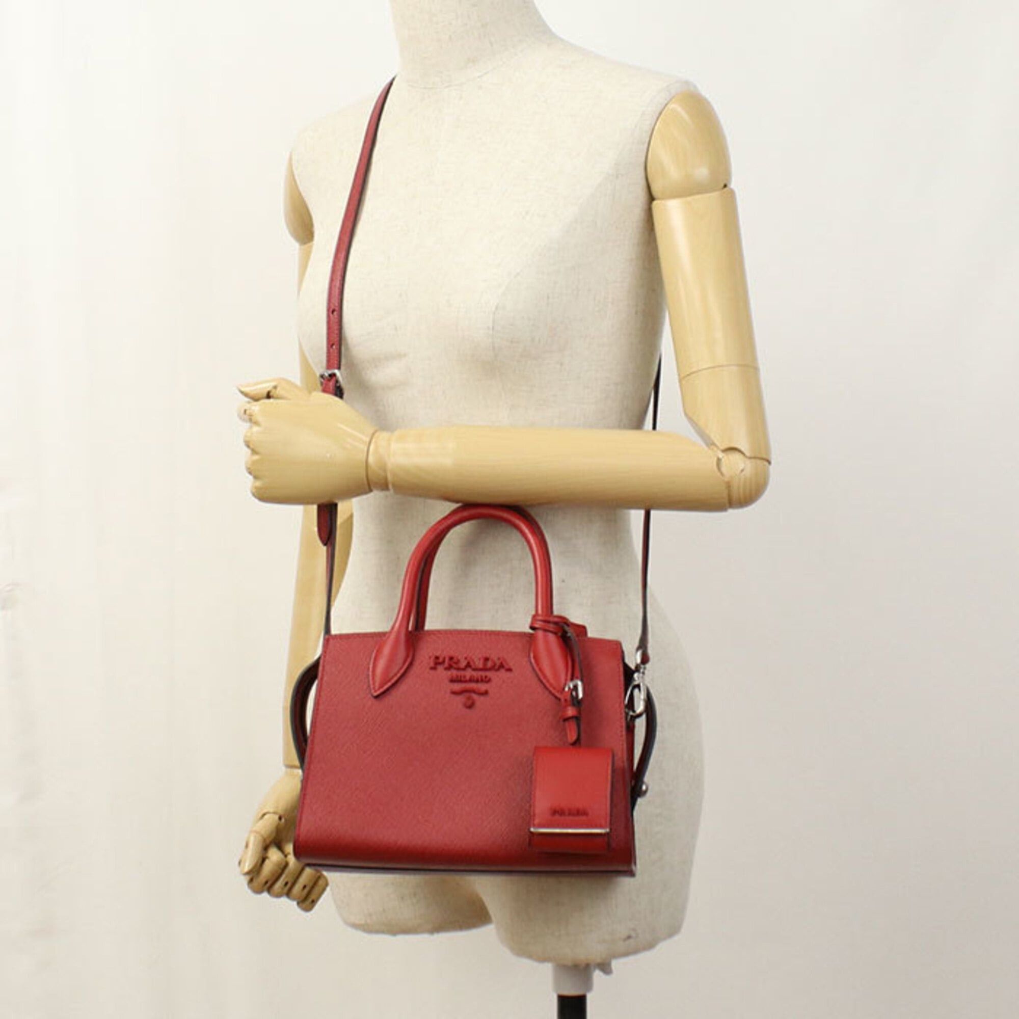Prada Prada handbag 1BA156 2-way Saffiano leather women's red Size ONE SIZE - 7 Thumbnail
