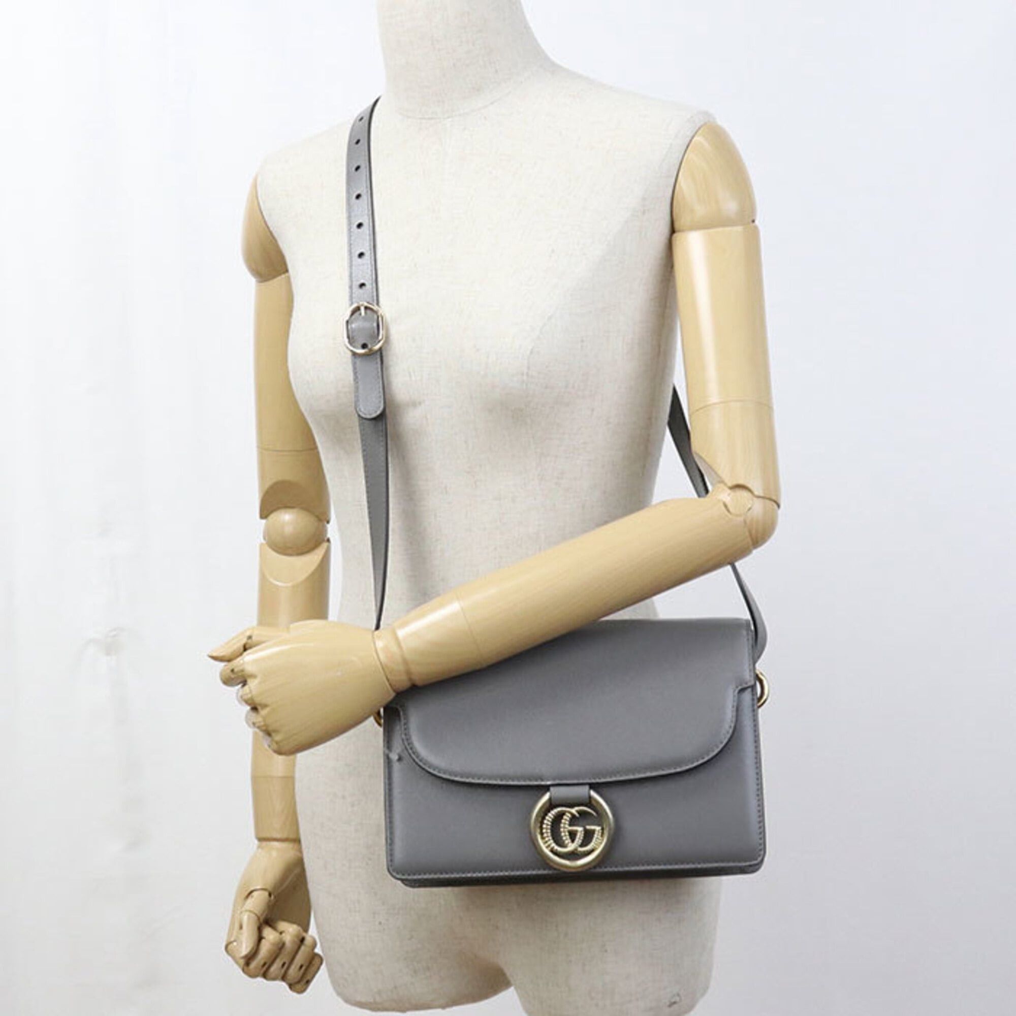 Gucci GUCCI GG Marmont Crossbody Shoulder Bag 589474, Women's, Gray Size ONE SIZE - 7 Thumbnail