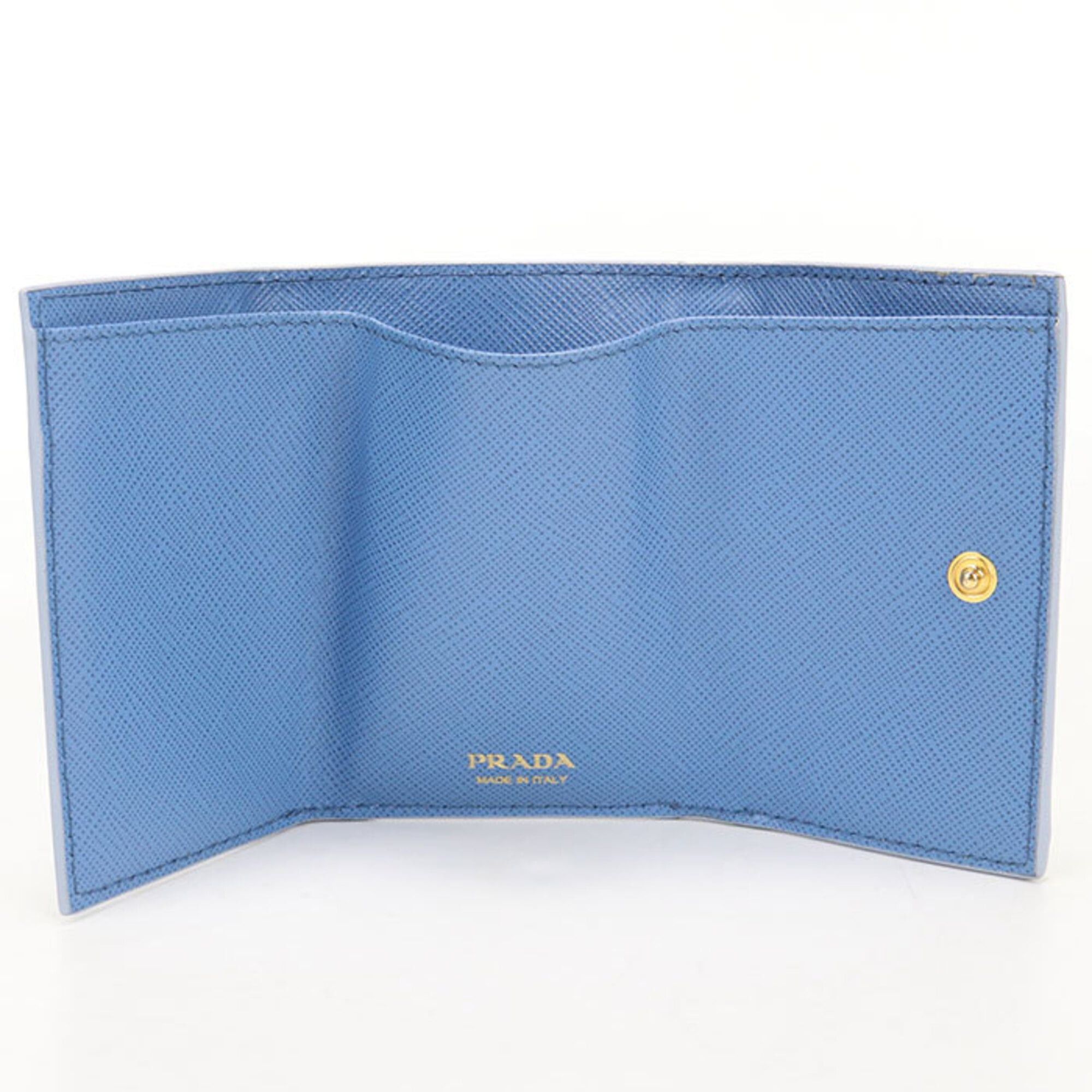 Prada Prada Tri-fold Wallet Saffiano Leather Women's Blue Size ONE SIZE - 3 Thumbnail