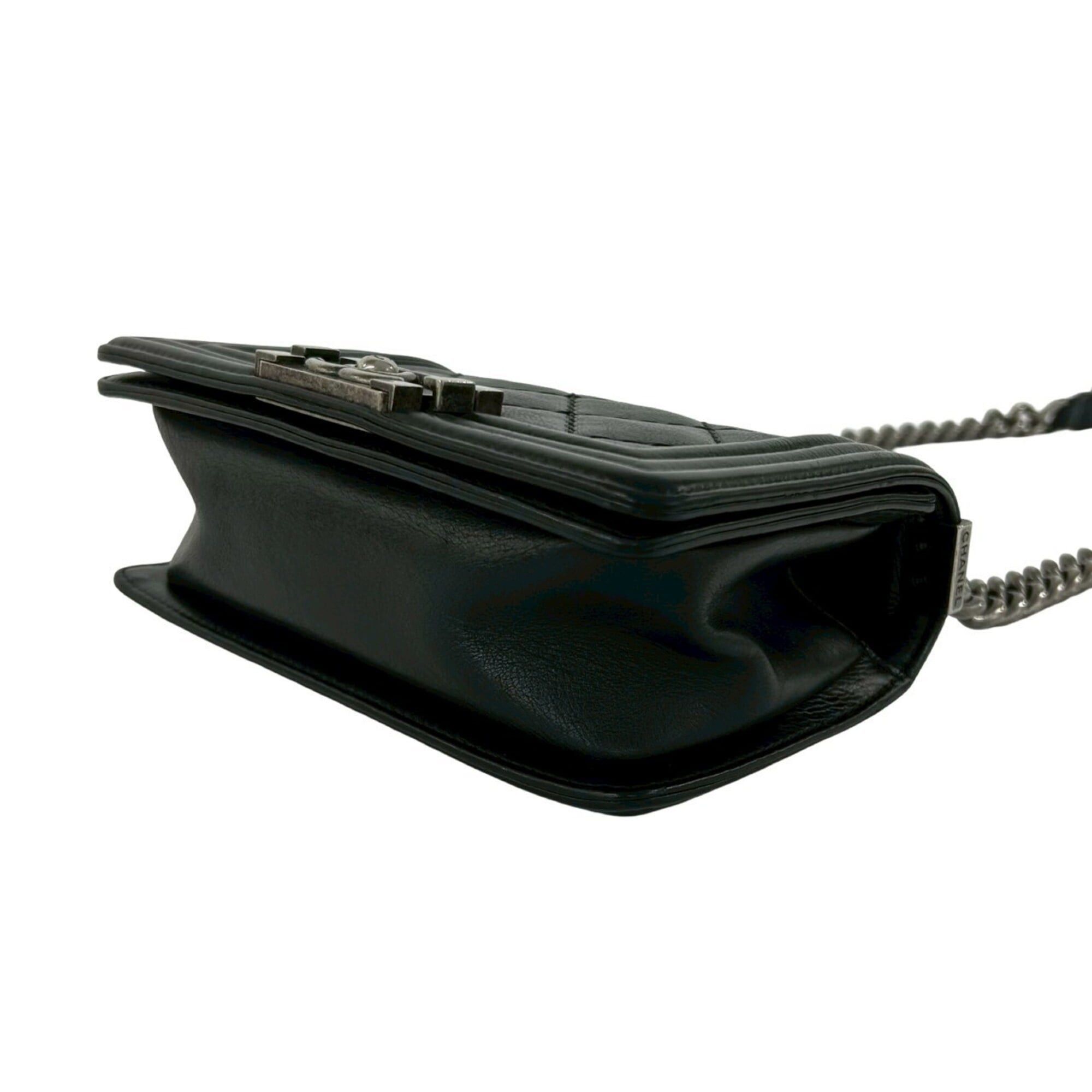 Chanel CHANEL Boy Chanel Coco Mark Calf Leather Mini Shoulder Bag Black 37801 Size ONE SIZE - 8 Thumbnail