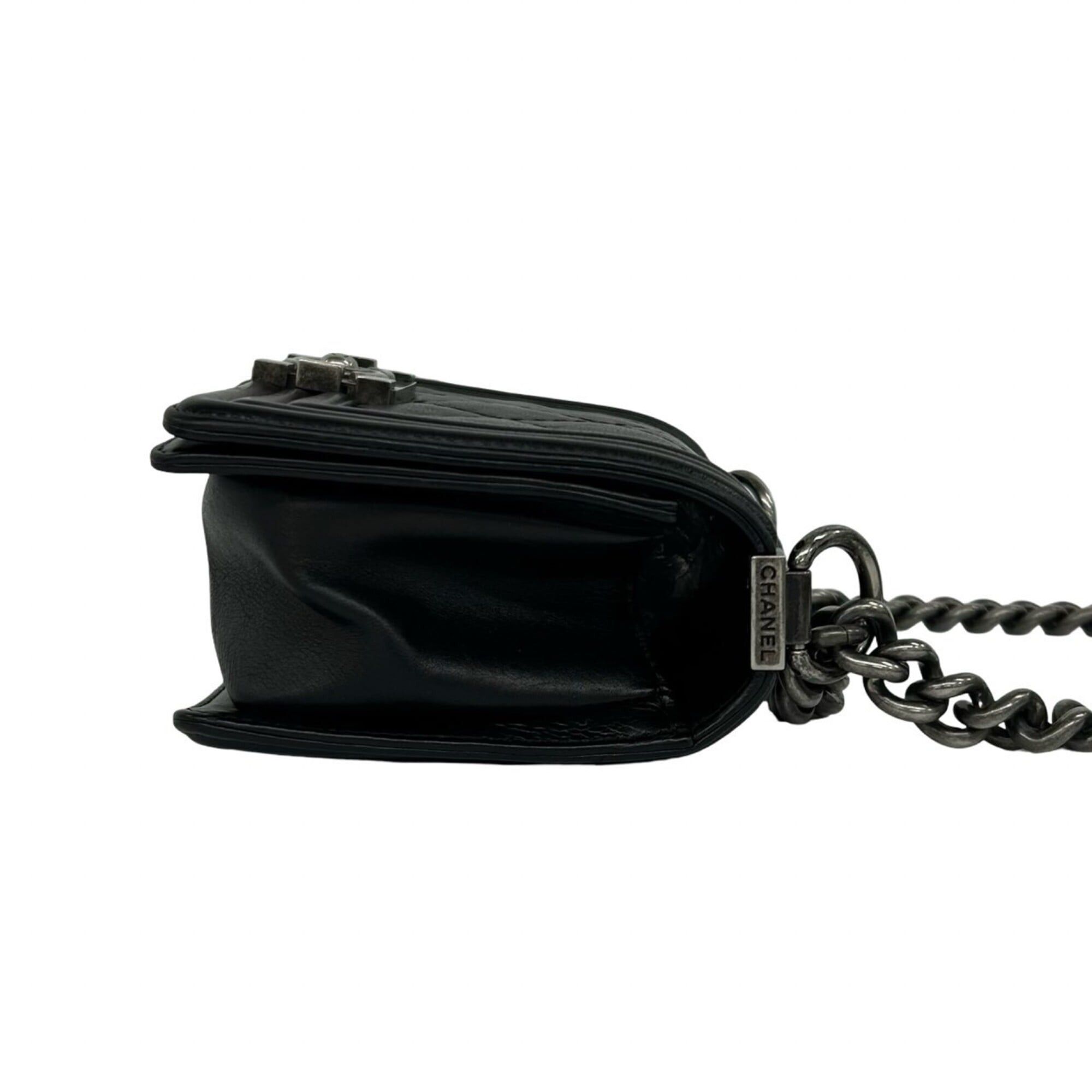 Chanel CHANEL Boy Chanel Coco Mark Calf Leather Mini Shoulder Bag Black 37801 Size ONE SIZE - 6 Thumbnail