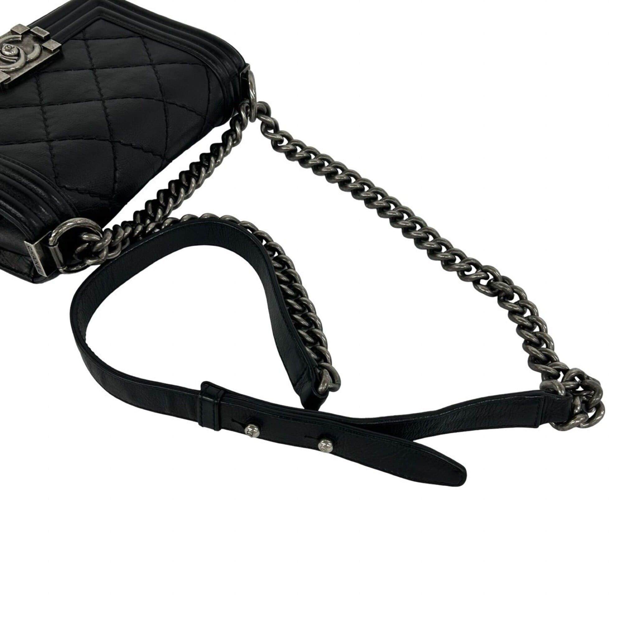 Chanel CHANEL Boy Chanel Coco Mark Calf Leather Mini Shoulder Bag Black 37801 Size ONE SIZE - 4 Thumbnail