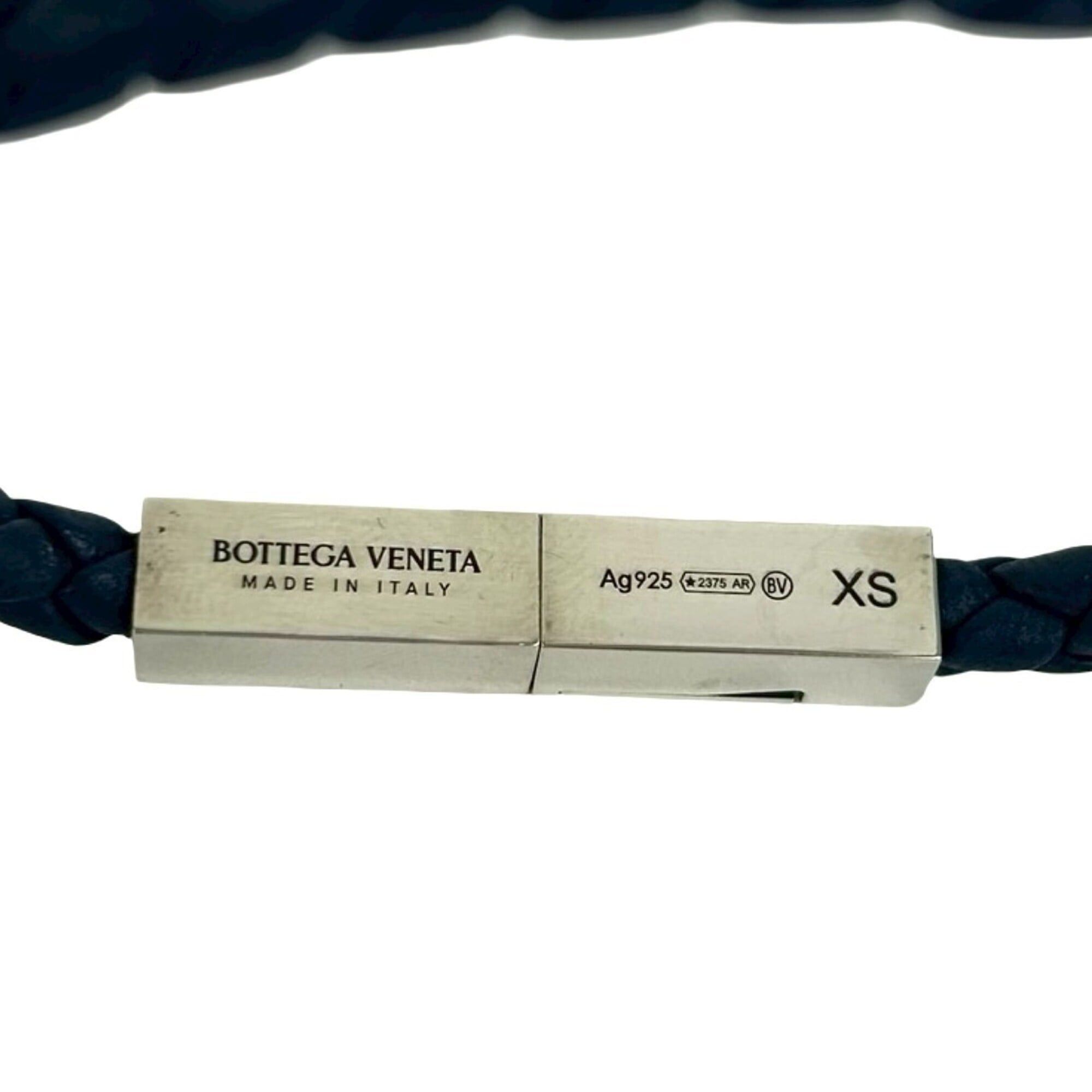 Bottega Veneta BOTTEGA VENETA Intrecciato Leather Bracelet, Genuine Leather, Sterling Silver 925, Navy Silver, Item No. 18741 Size ONE SIZE - 3 Thumbnail