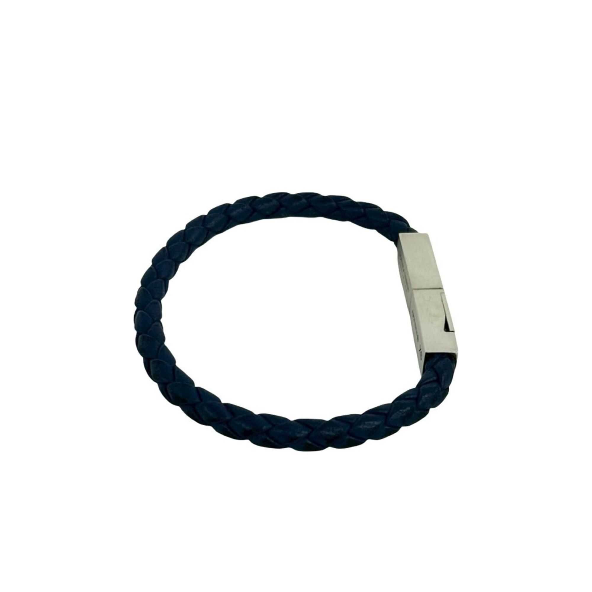 Bottega Veneta BOTTEGA VENETA Intrecciato Leather Bracelet, Genuine Leather, Sterling Silver 925, Navy Silver, Item No. 18741 Size ONE SIZE - 6 Thumbnail