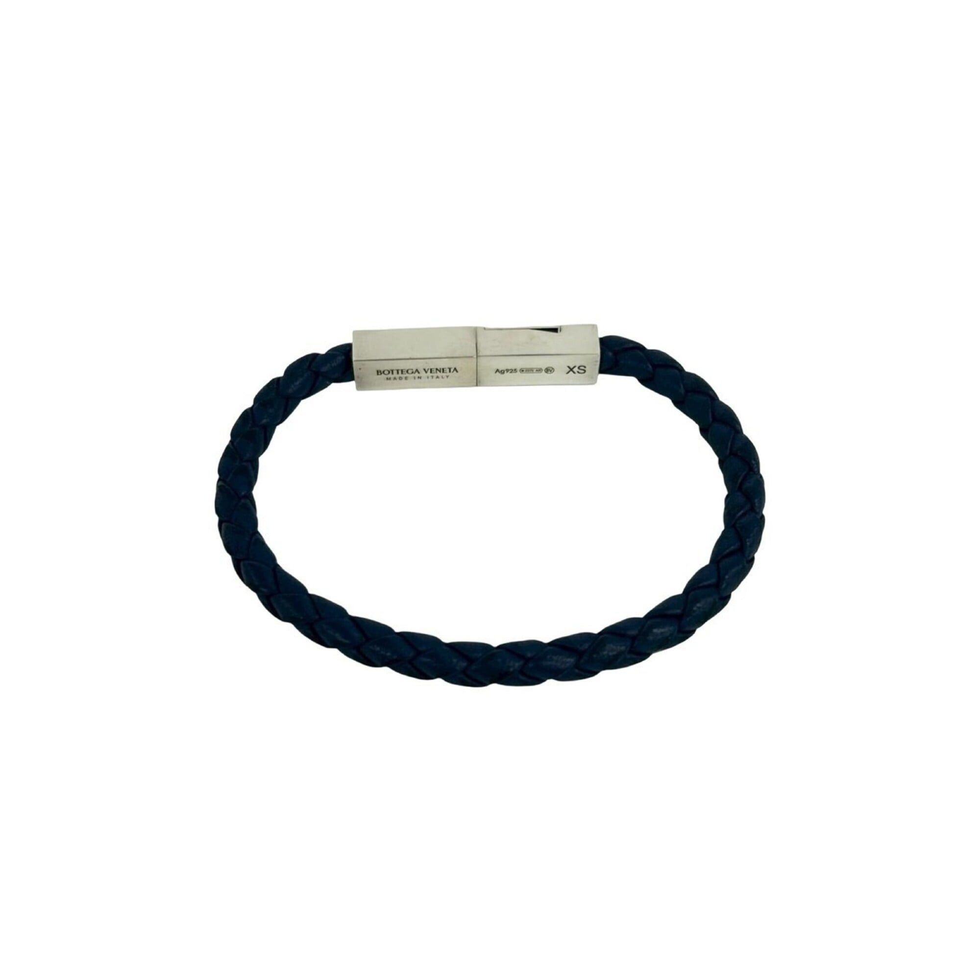 Bottega Veneta BOTTEGA VENETA Intrecciato Leather Bracelet, Genuine Leather, Sterling Silver 925, Navy Silver, Item No. 18741 Size ONE SIZE - 7 Thumbnail