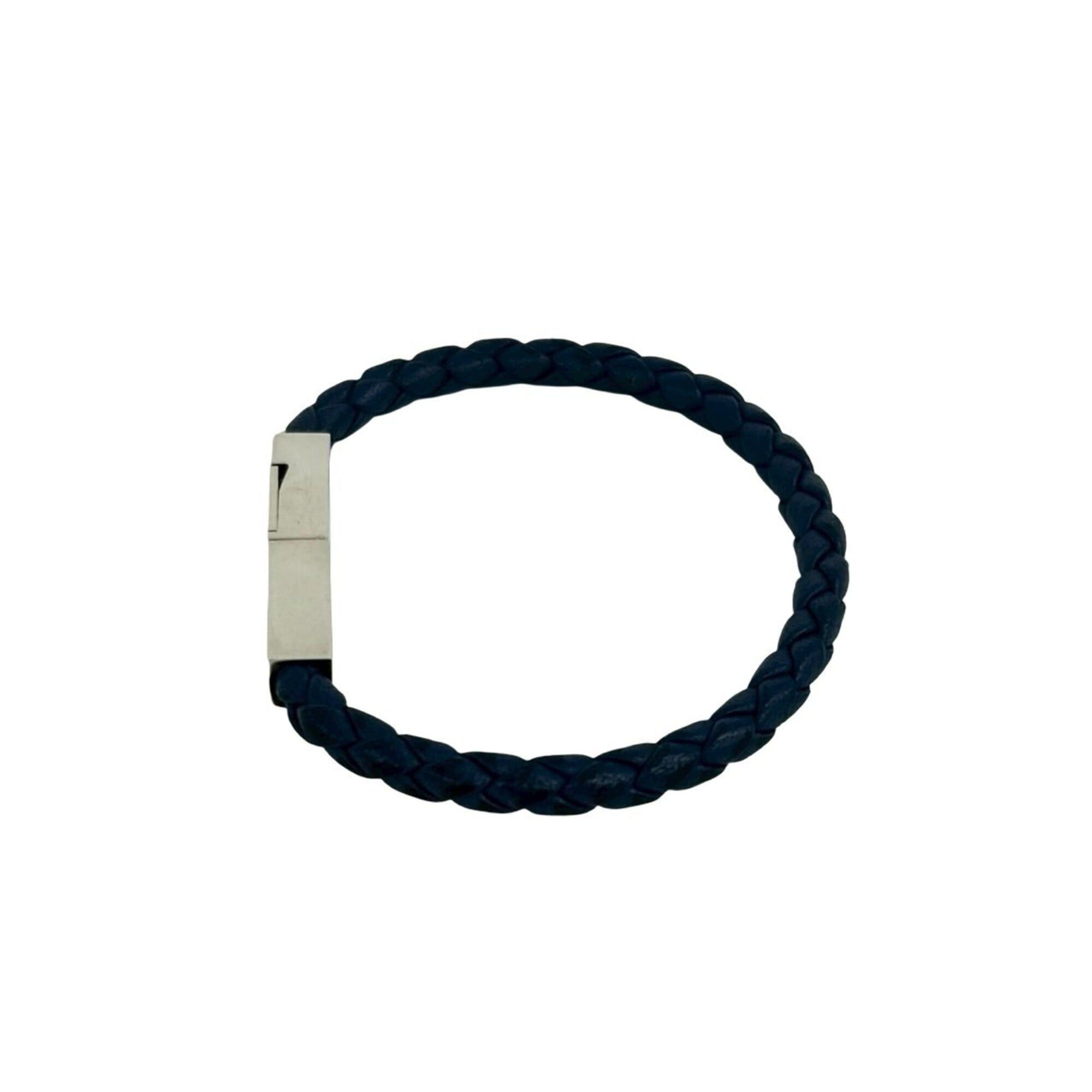 Bottega Veneta BOTTEGA VENETA Intrecciato Leather Bracelet, Genuine Leather, Sterling Silver 925, Navy Silver, Item No. 18741 Size ONE SIZE - 5 Thumbnail