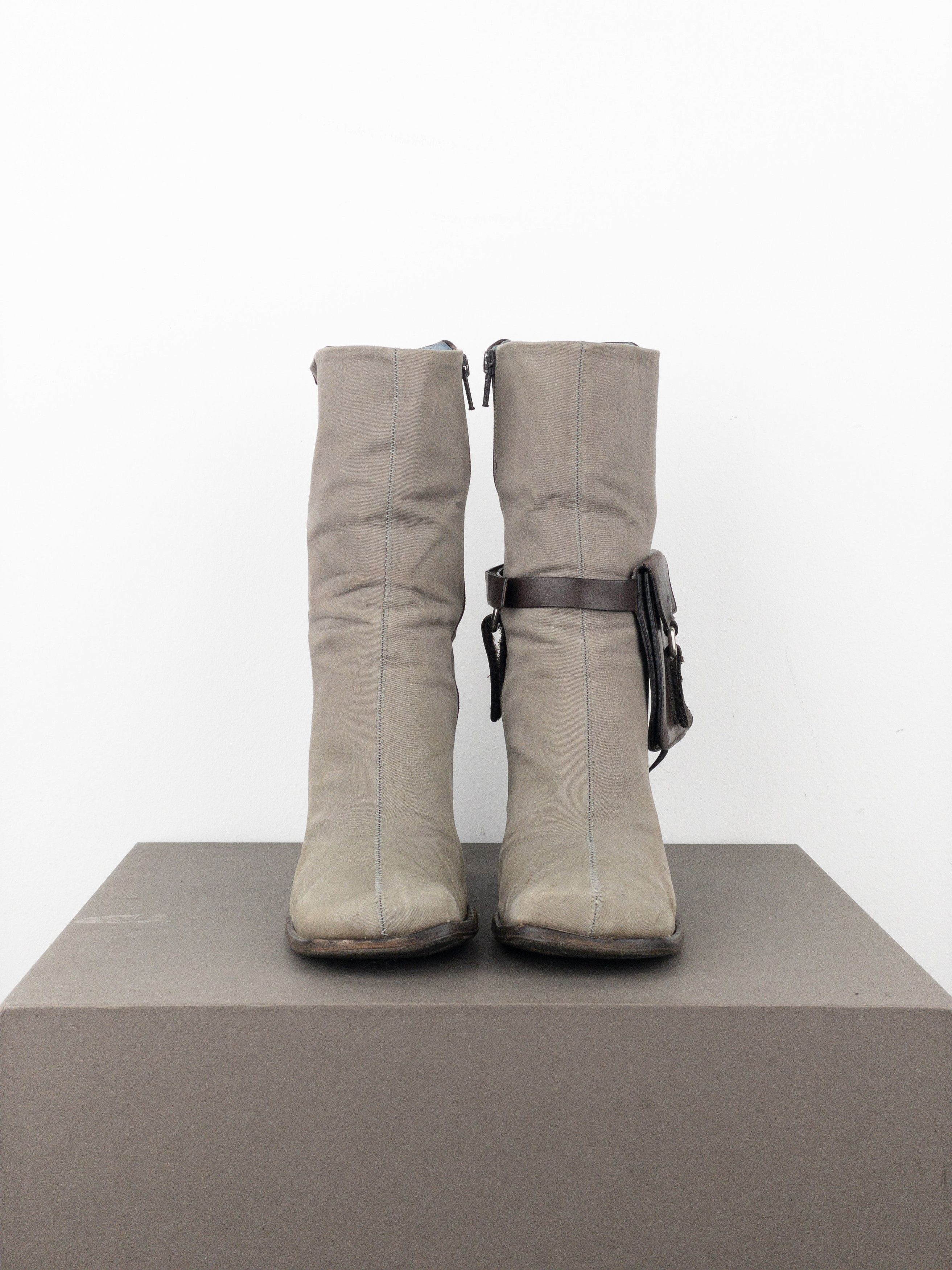 Prada AW99 Hybrid Cargo-Pocket Square Toe Ankle Heel Boots Size US 8 / IT 38 - 5 Thumbnail