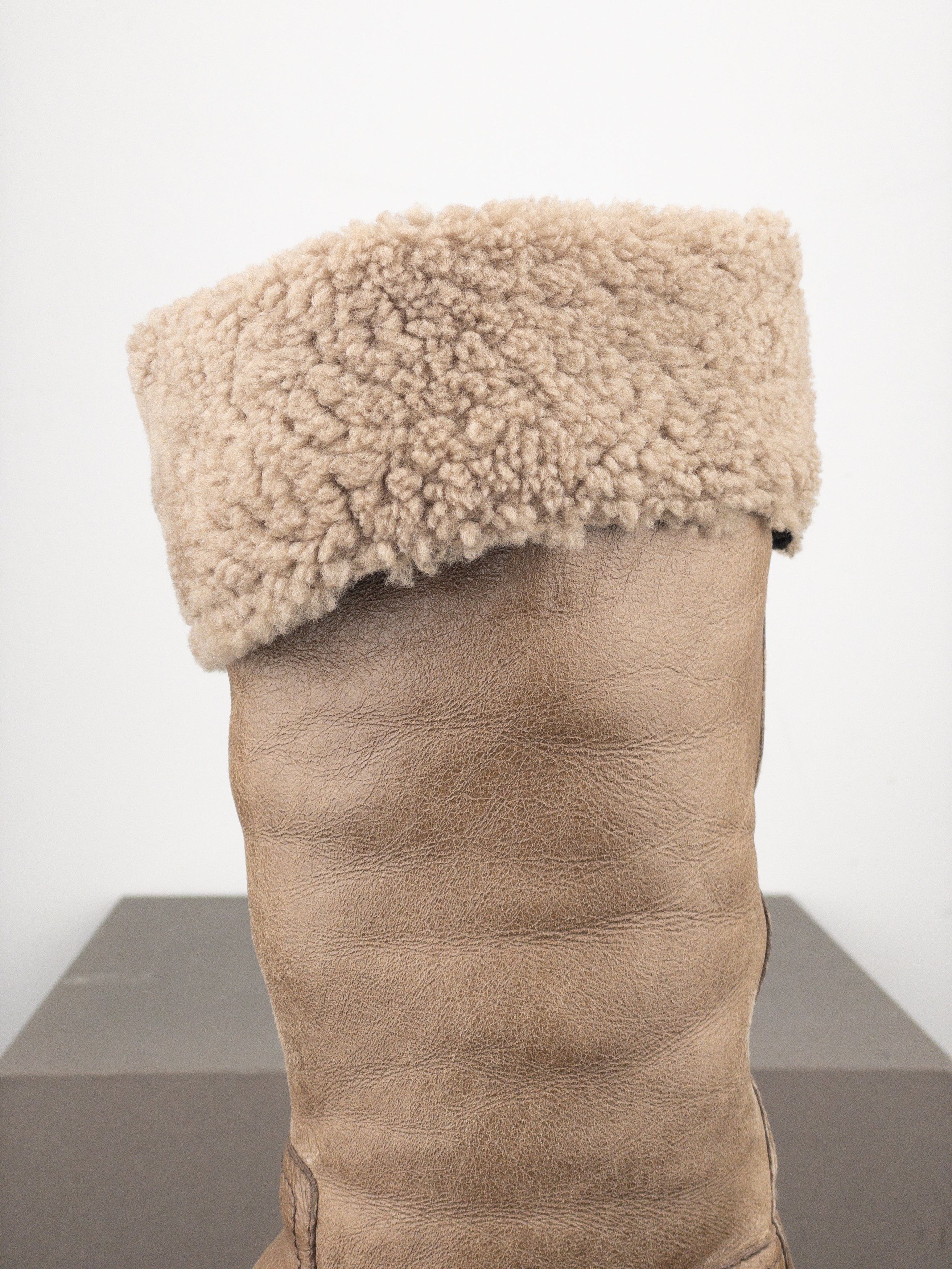 Prada AW11 Knee-High Shearling Paint Biker Moto Boots Size US 7 / IT 37 - 8 Thumbnail