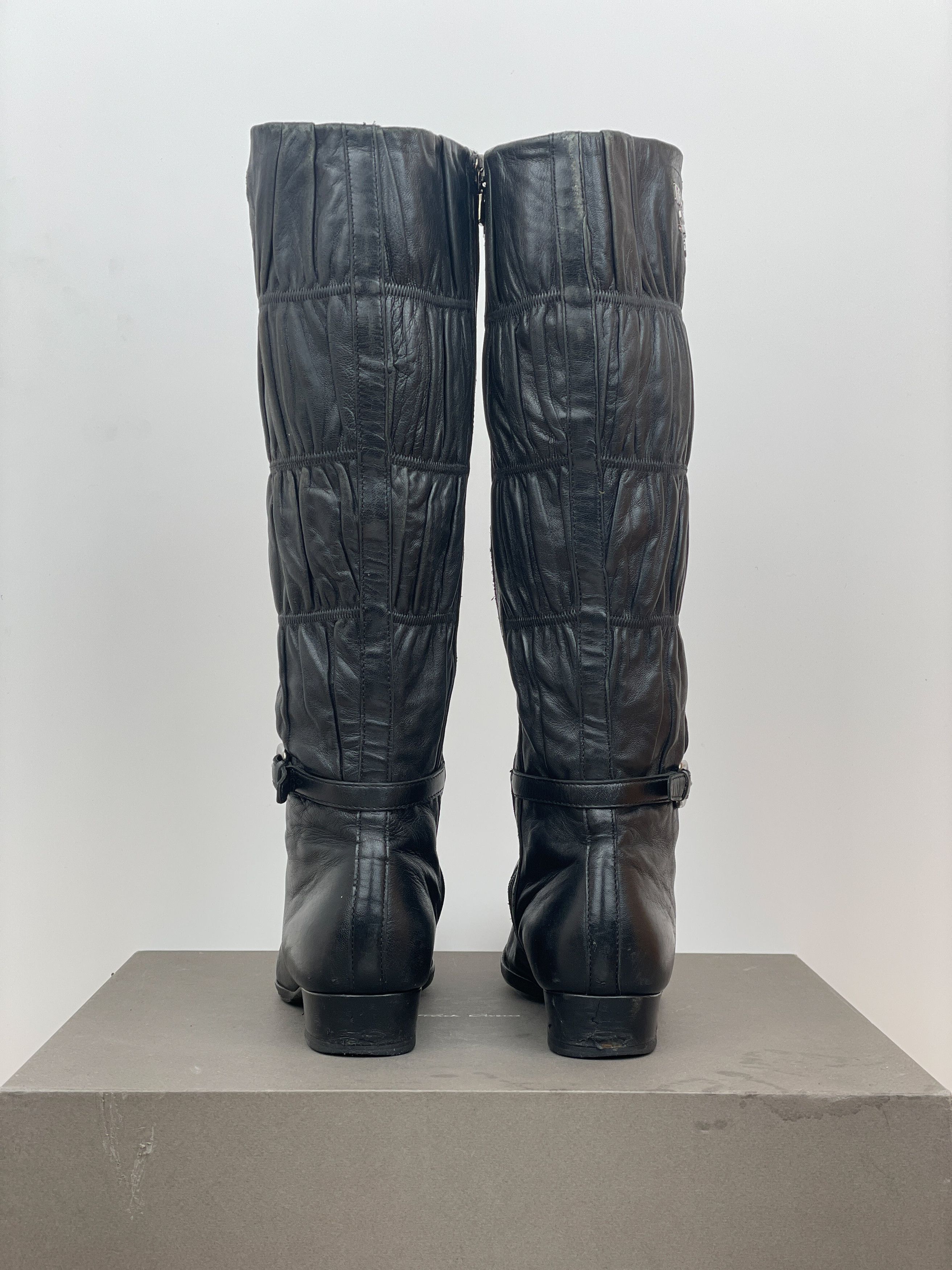 Prada 2000s Knee-High Ruffle Heel Boots Size US 5.5 / IT 35.5 - 6 Thumbnail