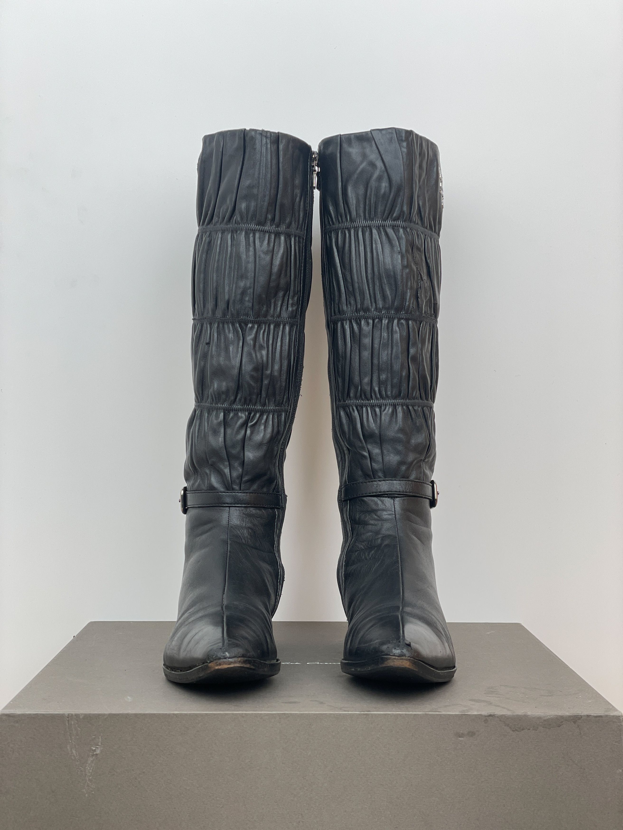 Prada 2000s Knee-High Ruffle Heel Boots Size US 5.5 / IT 35.5 - 5 Thumbnail