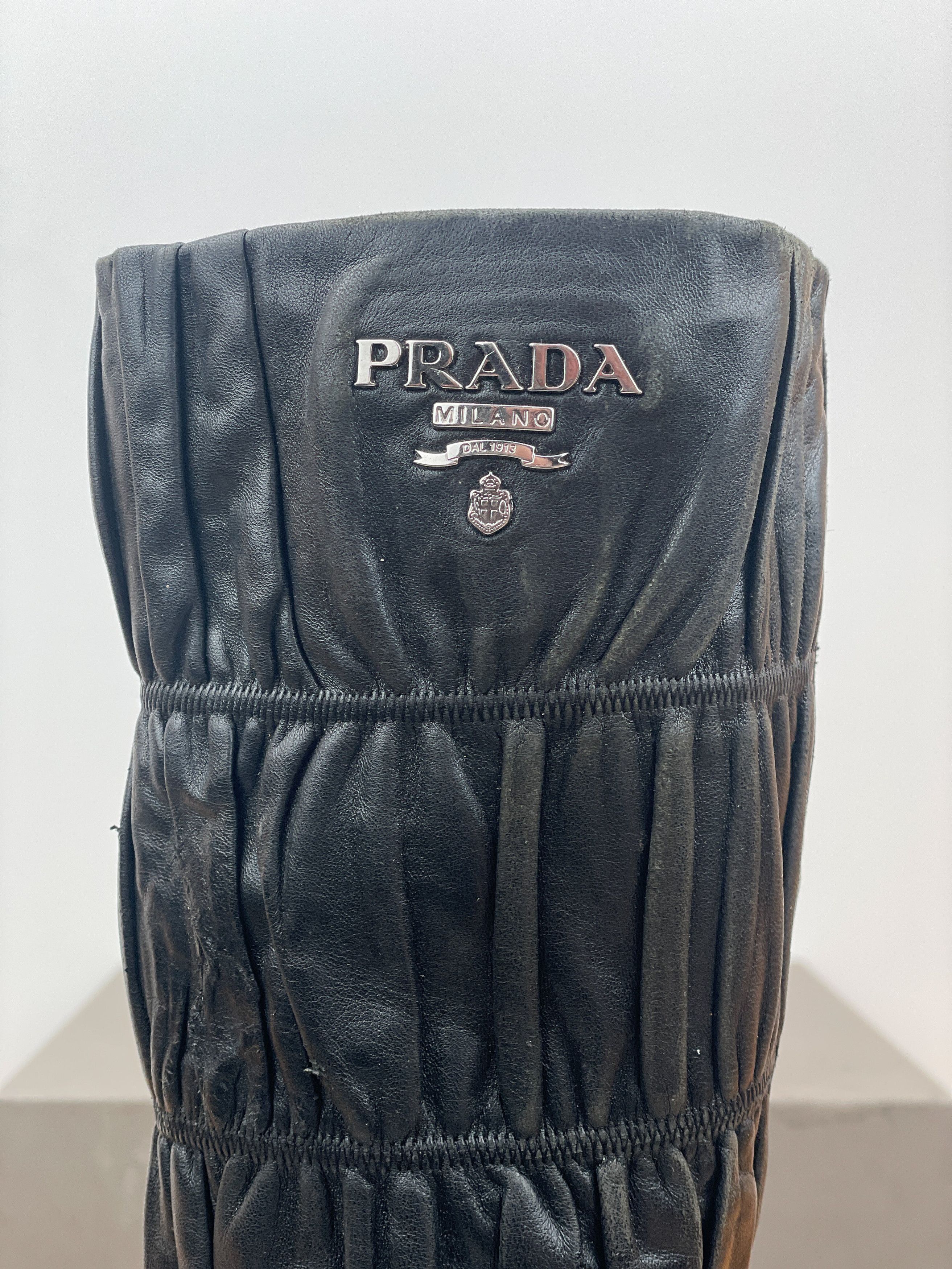 Prada 2000s Knee-High Ruffle Heel Boots Size US 5.5 / IT 35.5 - 8 Thumbnail