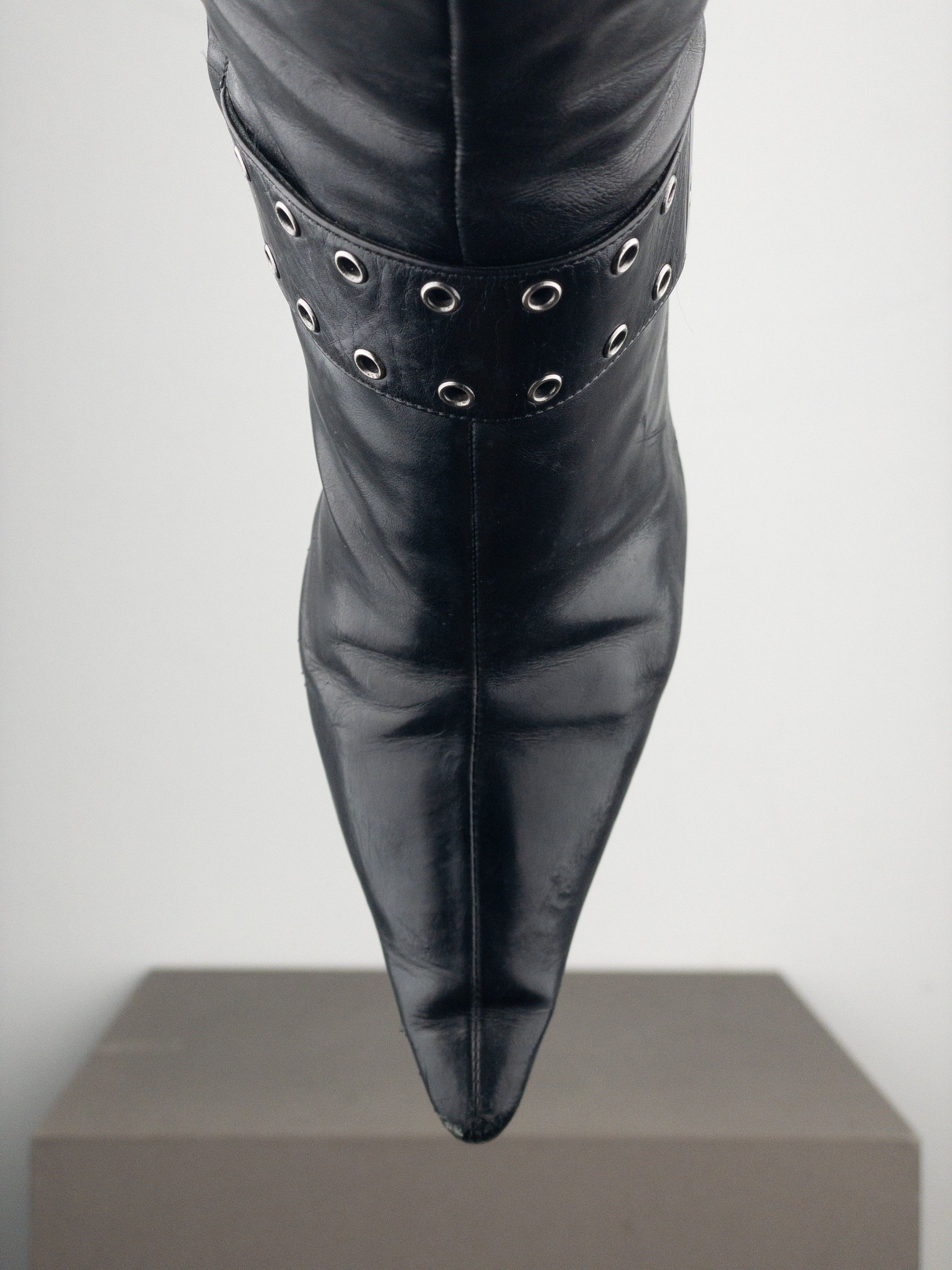 Dior by Galliano SS02 ‘Street Chic’ Buckle Knee-High Heel Boots Size US 5 / IT 35 - 7 Thumbnail