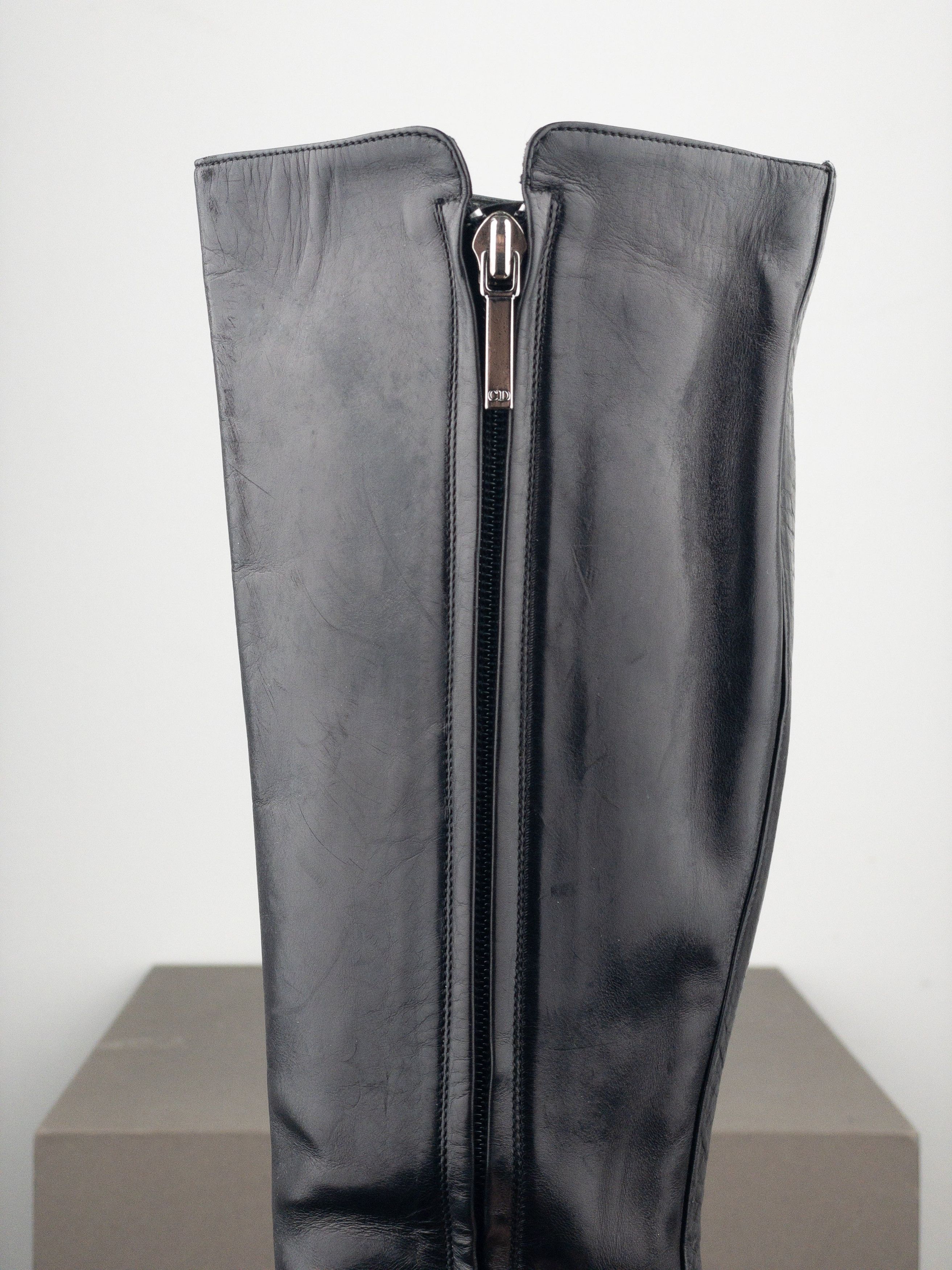 Dior by Galliano SS02 ‘Street Chic’ Buckle Knee-High Heel Boots Size US 5 / IT 35 - 13 Thumbnail