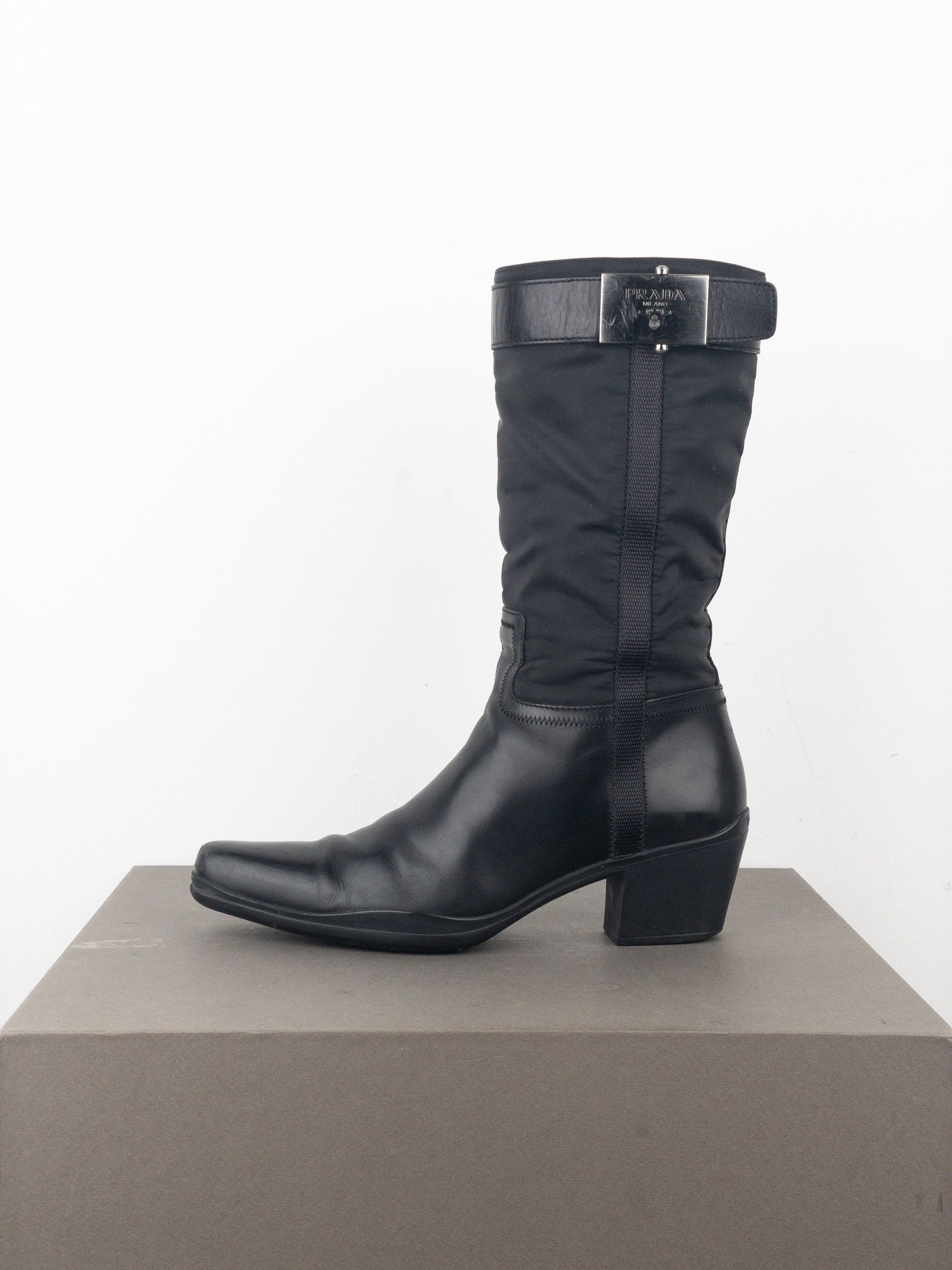 Prada 2000s Hybrid Buckle Cowboy Boots Size US 5.5 / IT 35.5 - 3 Thumbnail