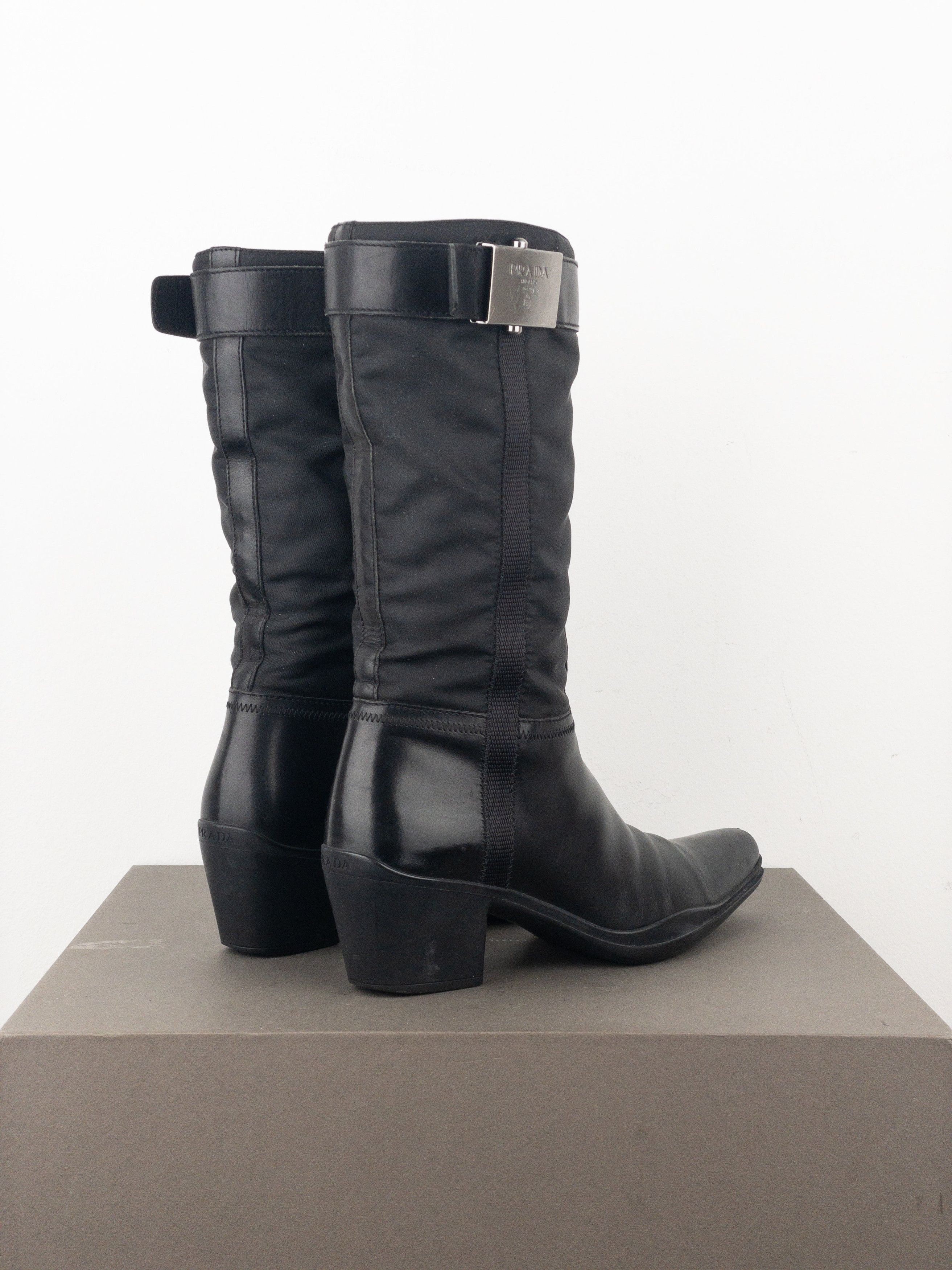 Prada 2000s Hybrid Buckle Cowboy Boots Size US 5.5 / IT 35.5 - 2 Thumbnail