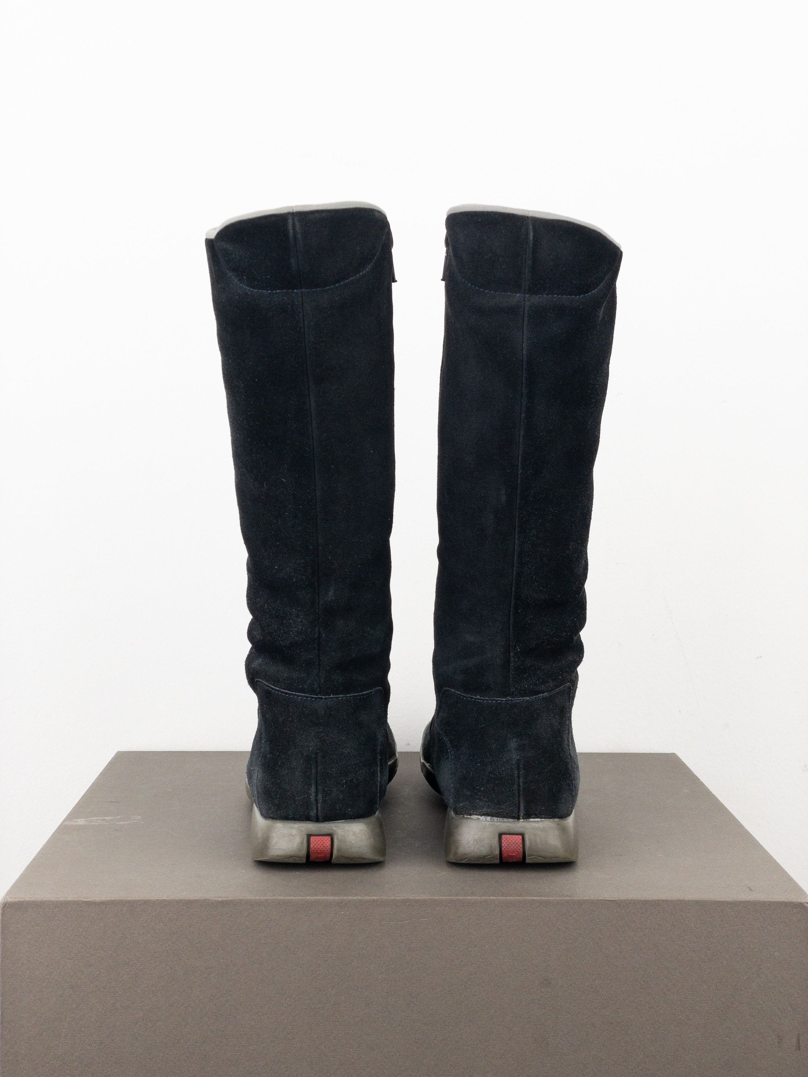 Prada AW99 Suede Knee High Square Toe Biker Moto Sports Boots Size US 6 / IT 36 - 6 Thumbnail