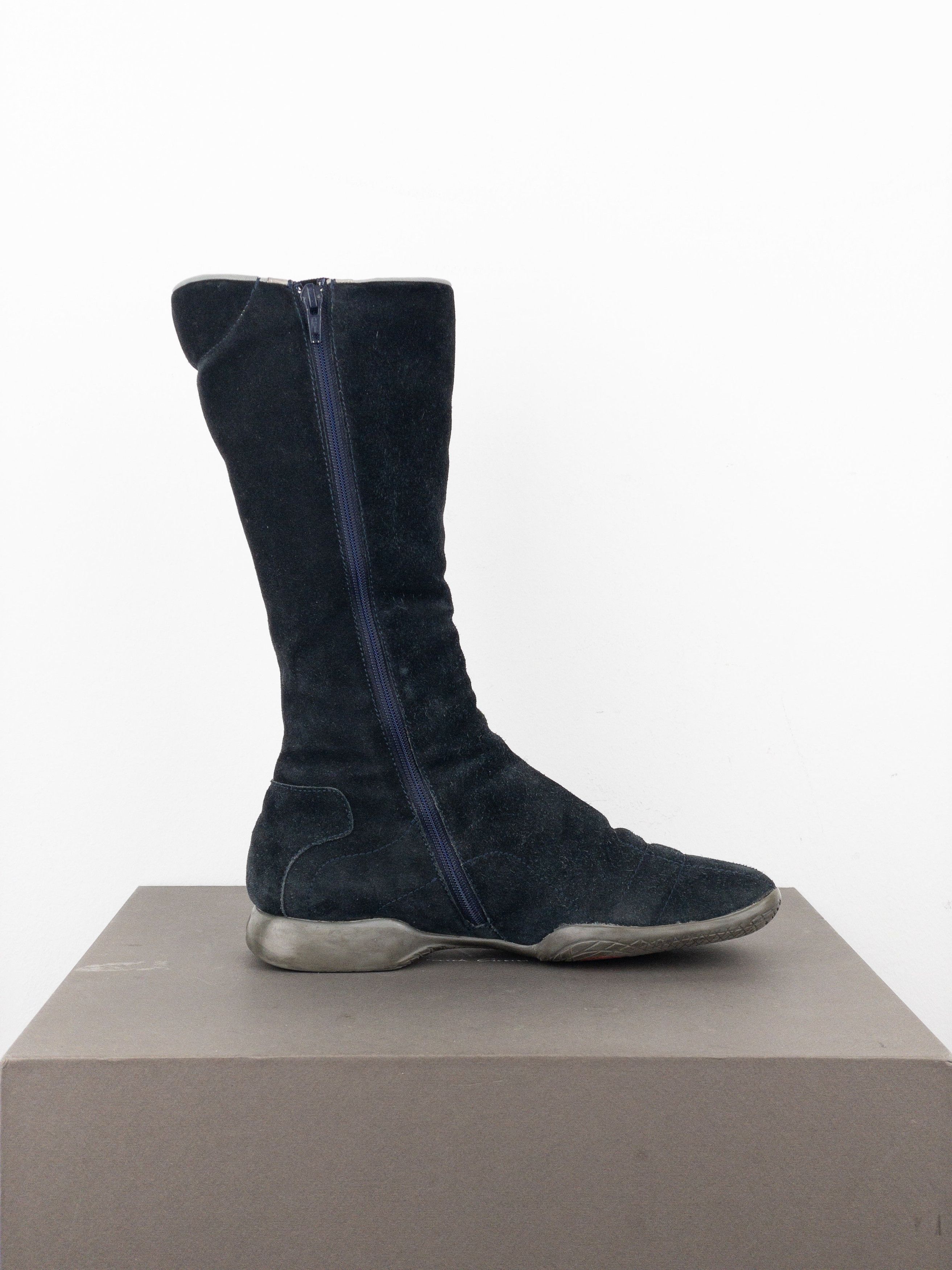 Prada AW99 Suede Knee High Square Toe Biker Moto Sports Boots Size US 6 / IT 36 - 4 Thumbnail
