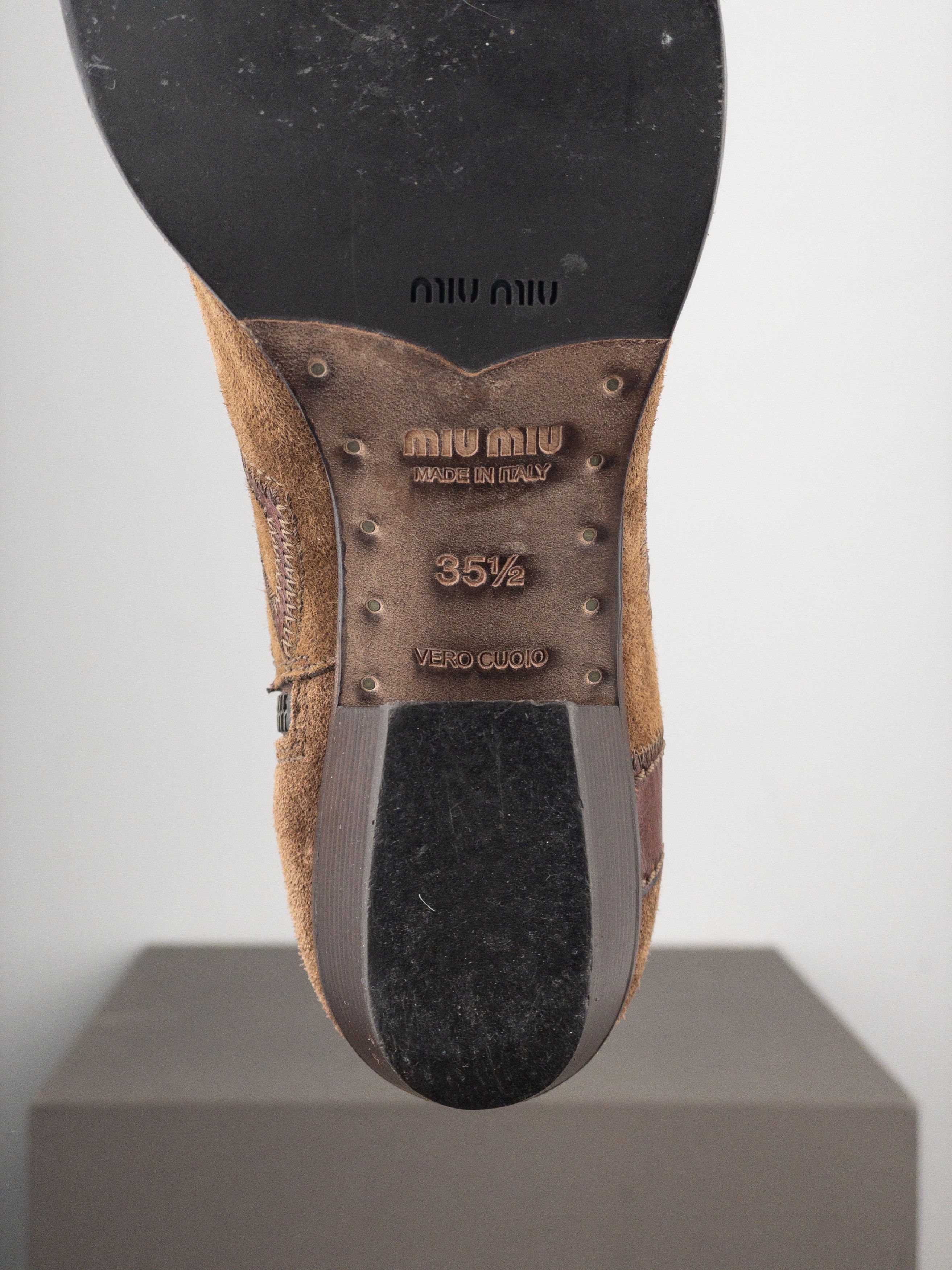 Miu Miu 2000s Knee-High Suede Cowboy Boots Size US 4.5 / IT 34.5 - 10 Thumbnail