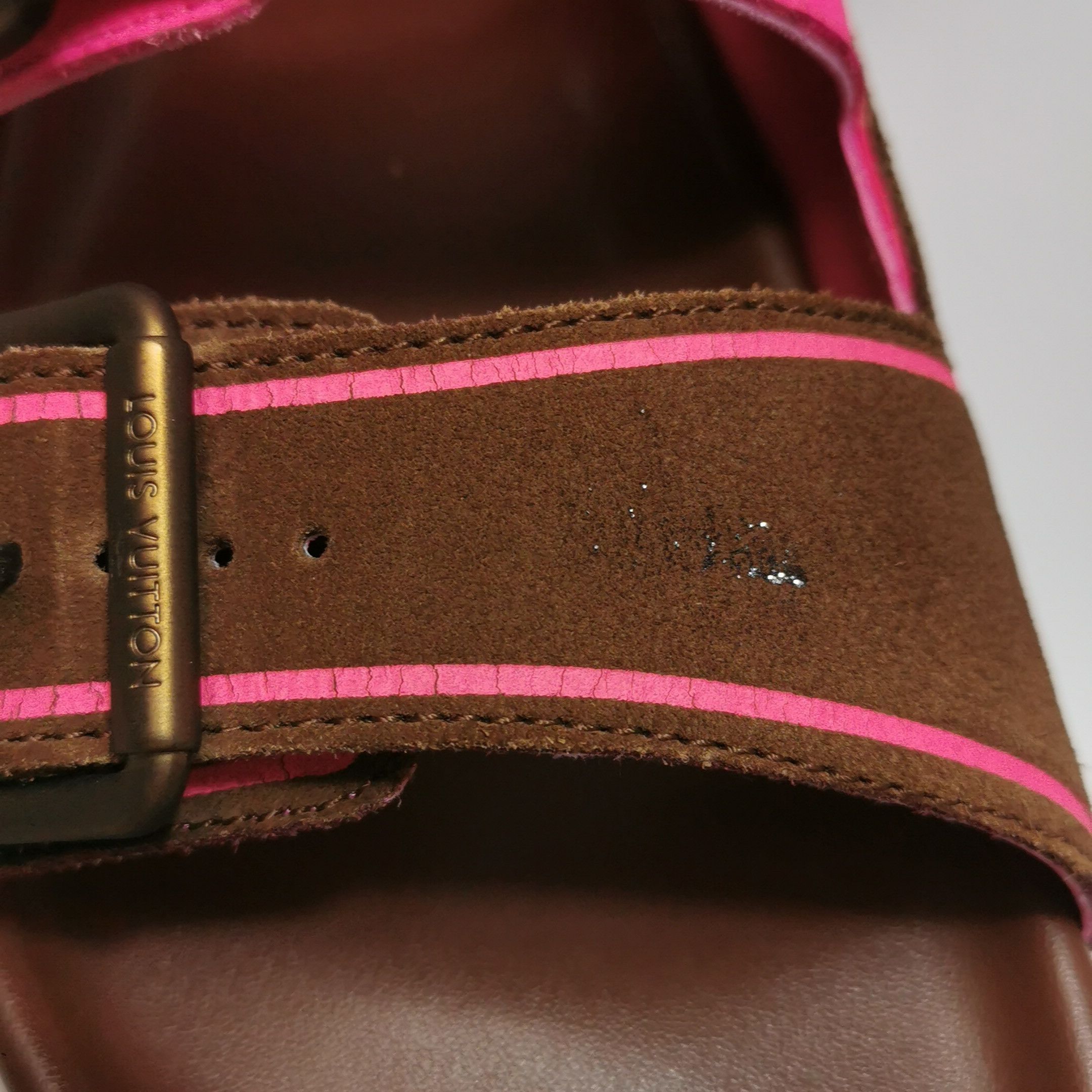 Louis Vuitton Louis Vuitton Pink Brown Leather Trainer Sandals Size 39.5 Size US 6 / EU 39 - 6 Thumbnail