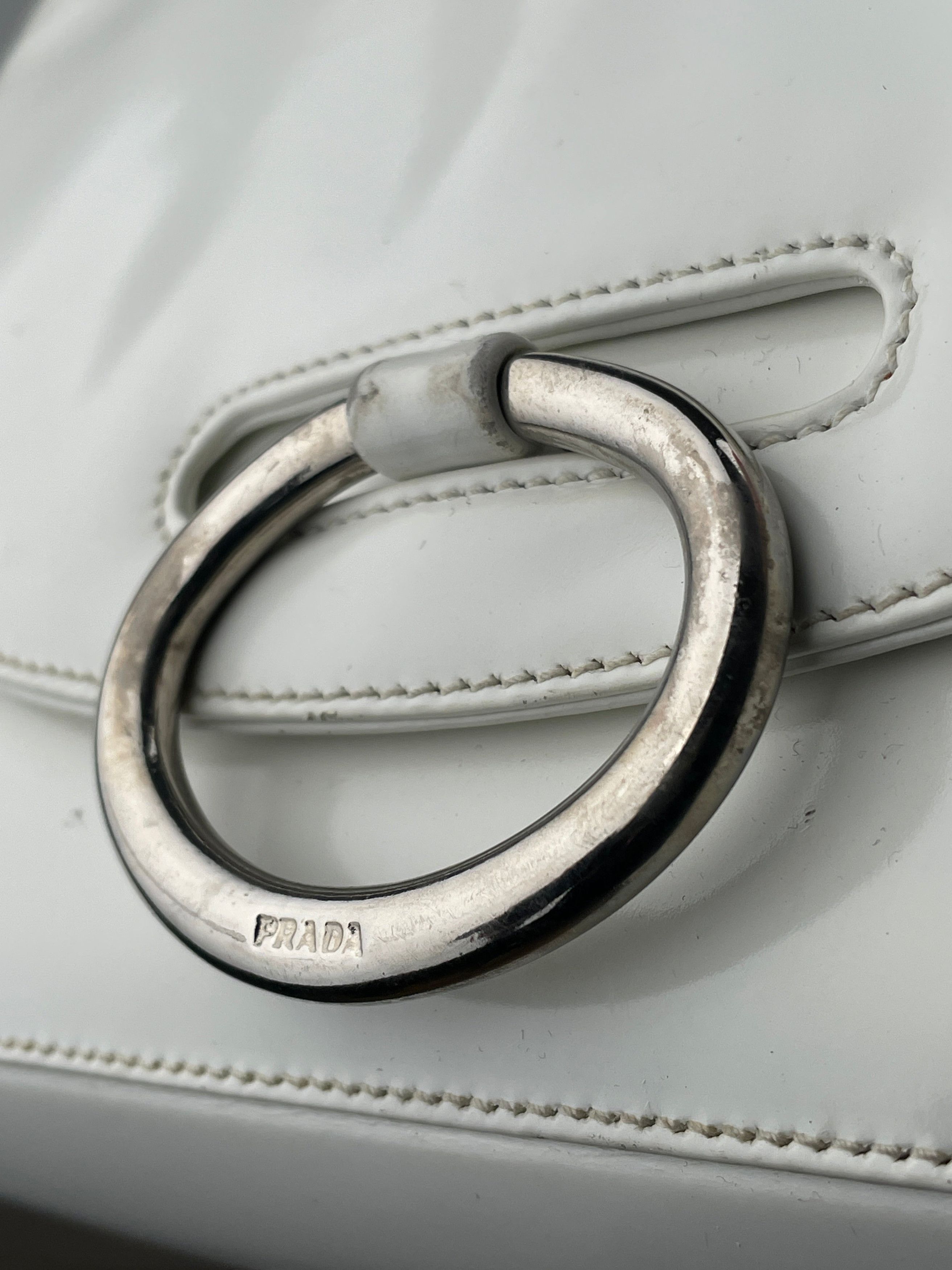 Prada 2000s Metal Ring Leather Shoulder Bag Size ONE SIZE - 11 Thumbnail