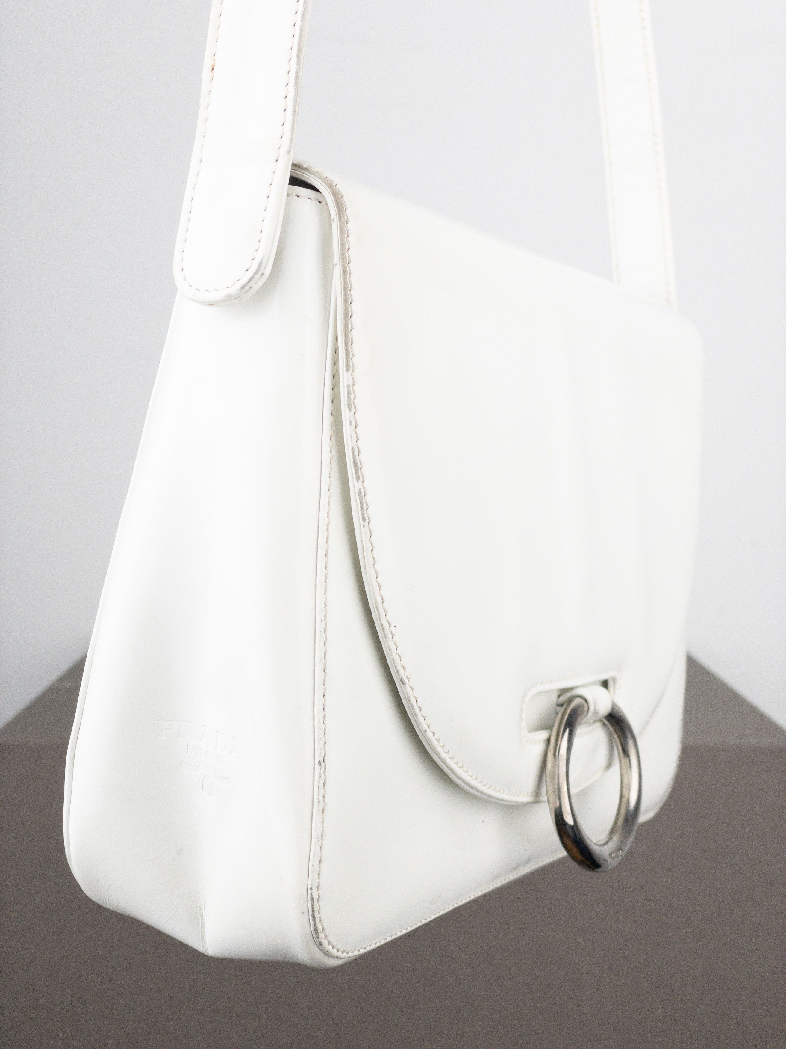 Prada 2000s Metal Ring Leather Shoulder Bag Size ONE SIZE - 7 Thumbnail