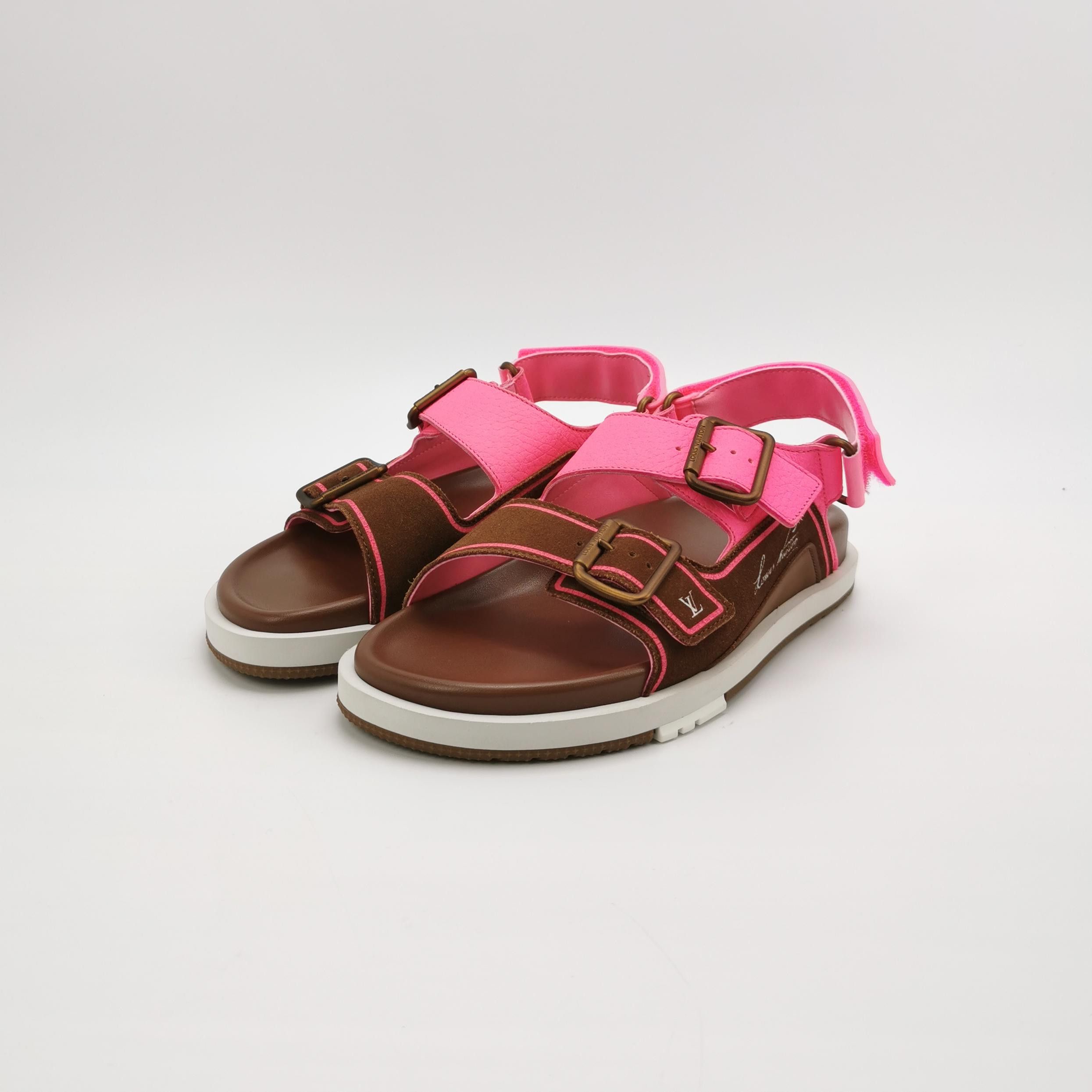 Louis Vuitton Louis Vuitton Pink Trainer Suede Sandals Size 40.5 Size US 7 / EU 40 - 2 Thumbnail
