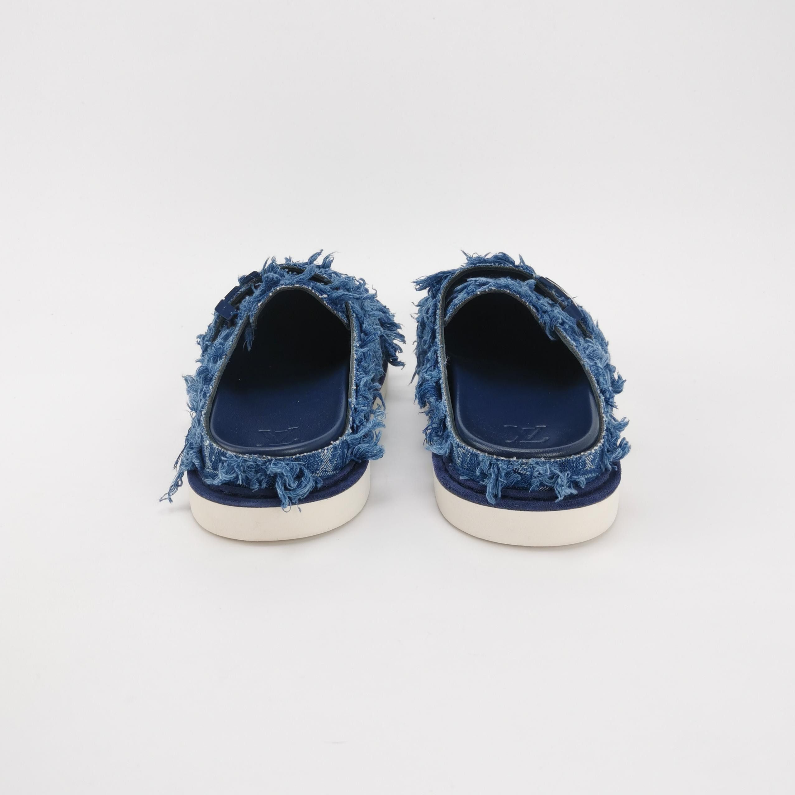 Louis Vuitton Louis Vuitton Distressed Denim Easy Slides 42.5 Size US 9 / EU 42 - 4 Thumbnail