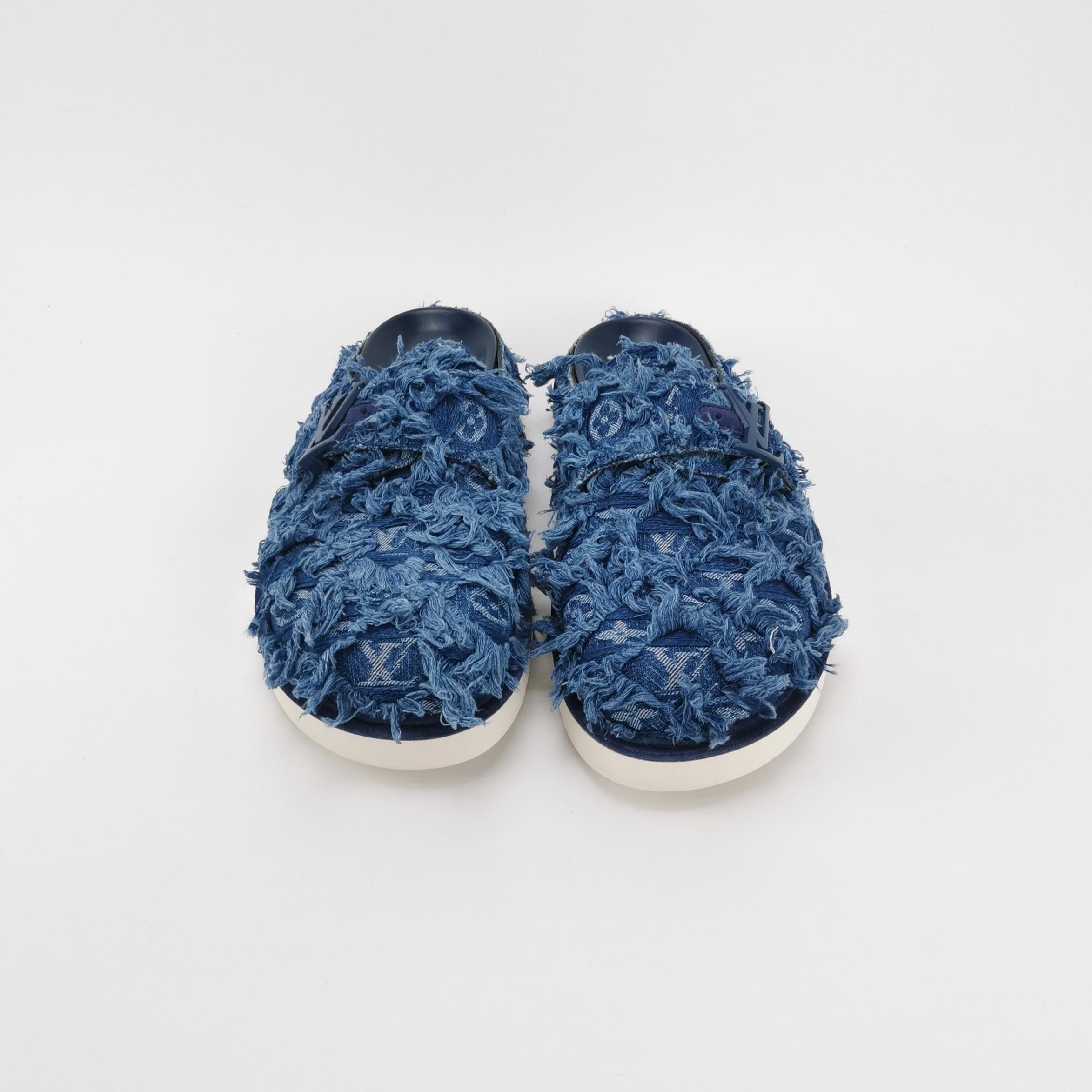 Louis Vuitton Louis Vuitton Distressed Denim Easy Slides 42.5 Size US 9 / EU 42 - 3 Thumbnail