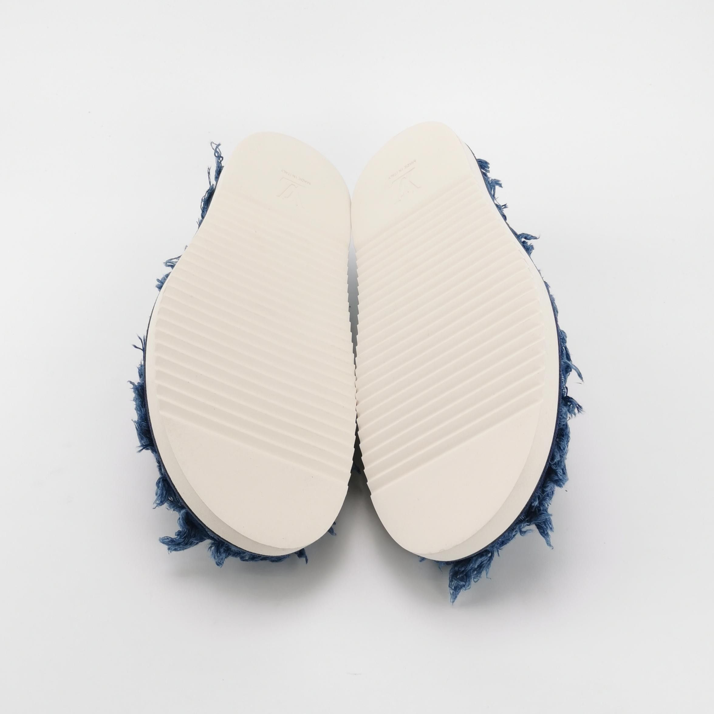 Louis Vuitton Louis Vuitton Distressed Denim Easy Slides 42.5 Size US 9 / EU 42 - 5 Thumbnail