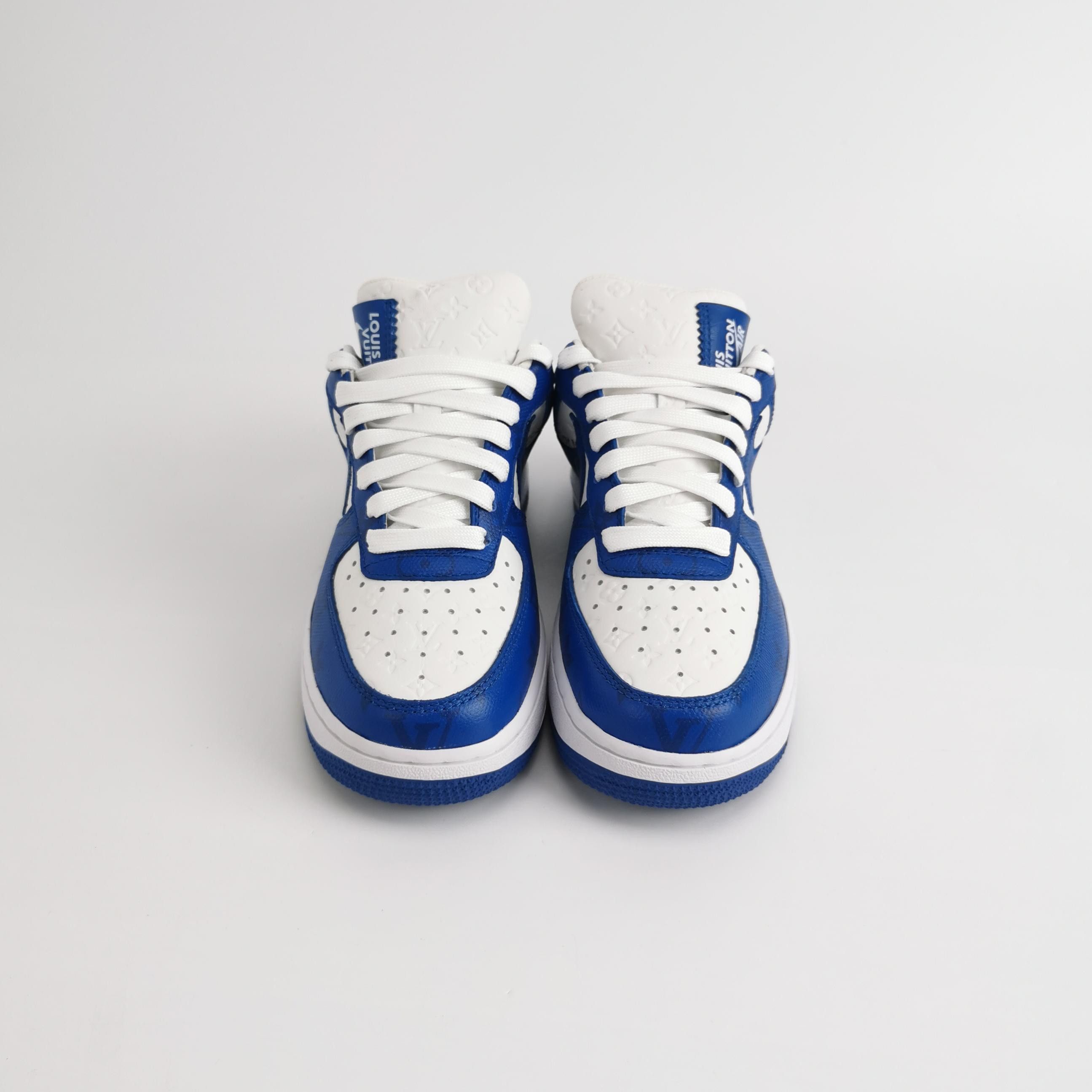 Louis Vuitton Louis Vuitton x Nike Blue Monogram AF1 Sneakers 35.5 Size US 5.5 / IT 35.5 - 3 Thumbnail