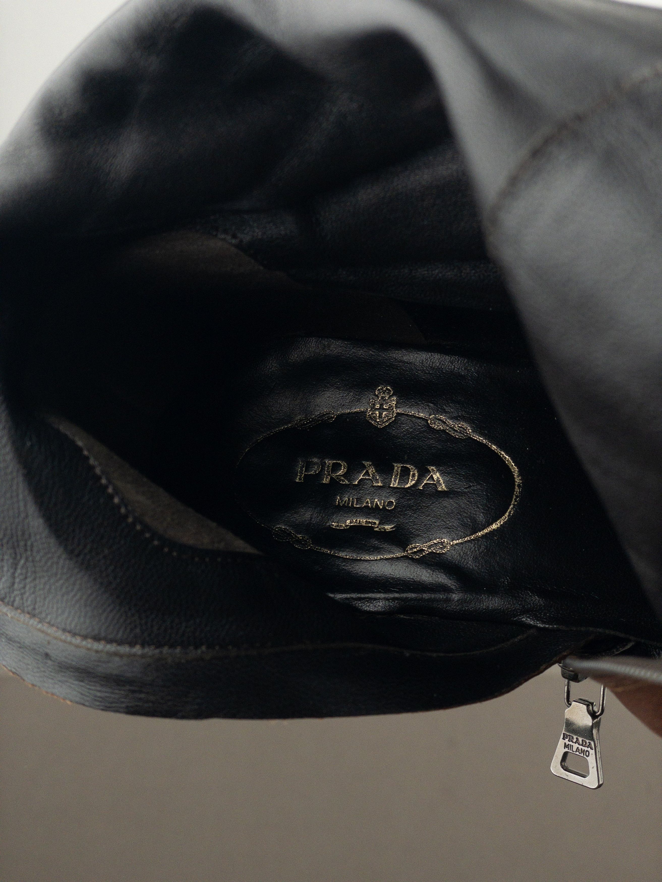 Prada 2000s Square Toe Buckle Kitten Heel Ankle Boots Size US 8 / IT 38 - 10 Thumbnail