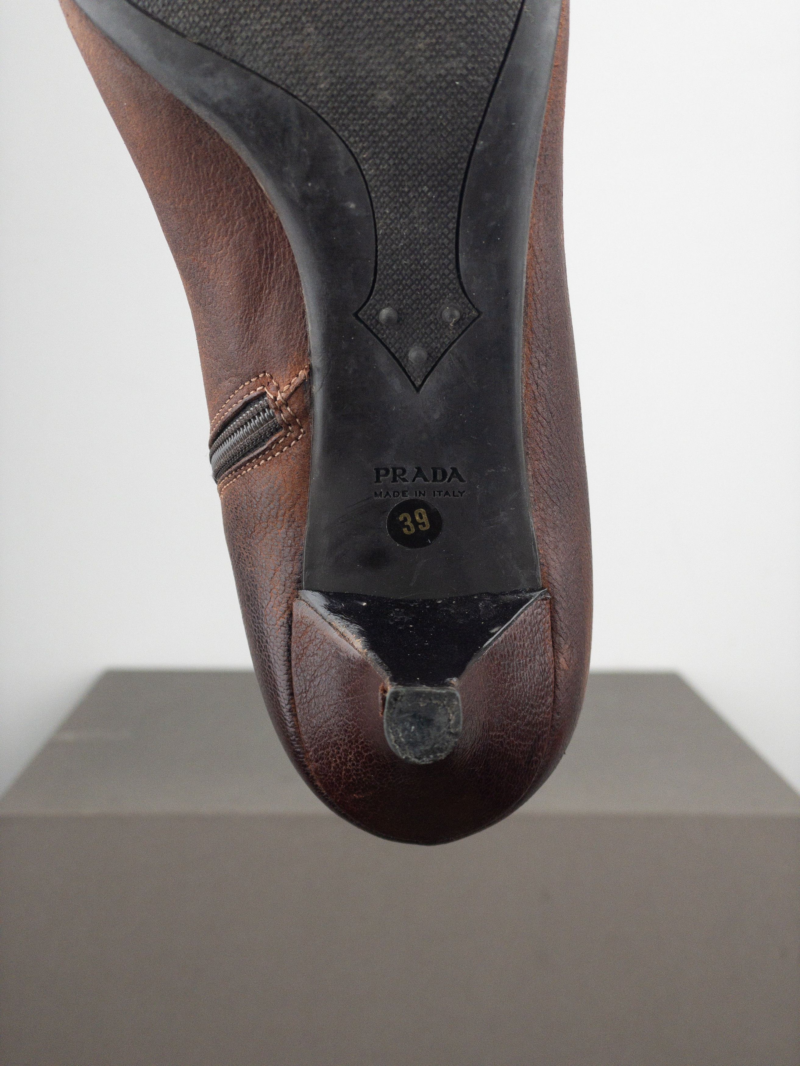 Prada 2000s Square Toe Buckle Kitten Heel Ankle Boots Size US 8 / IT 38 - 9 Thumbnail