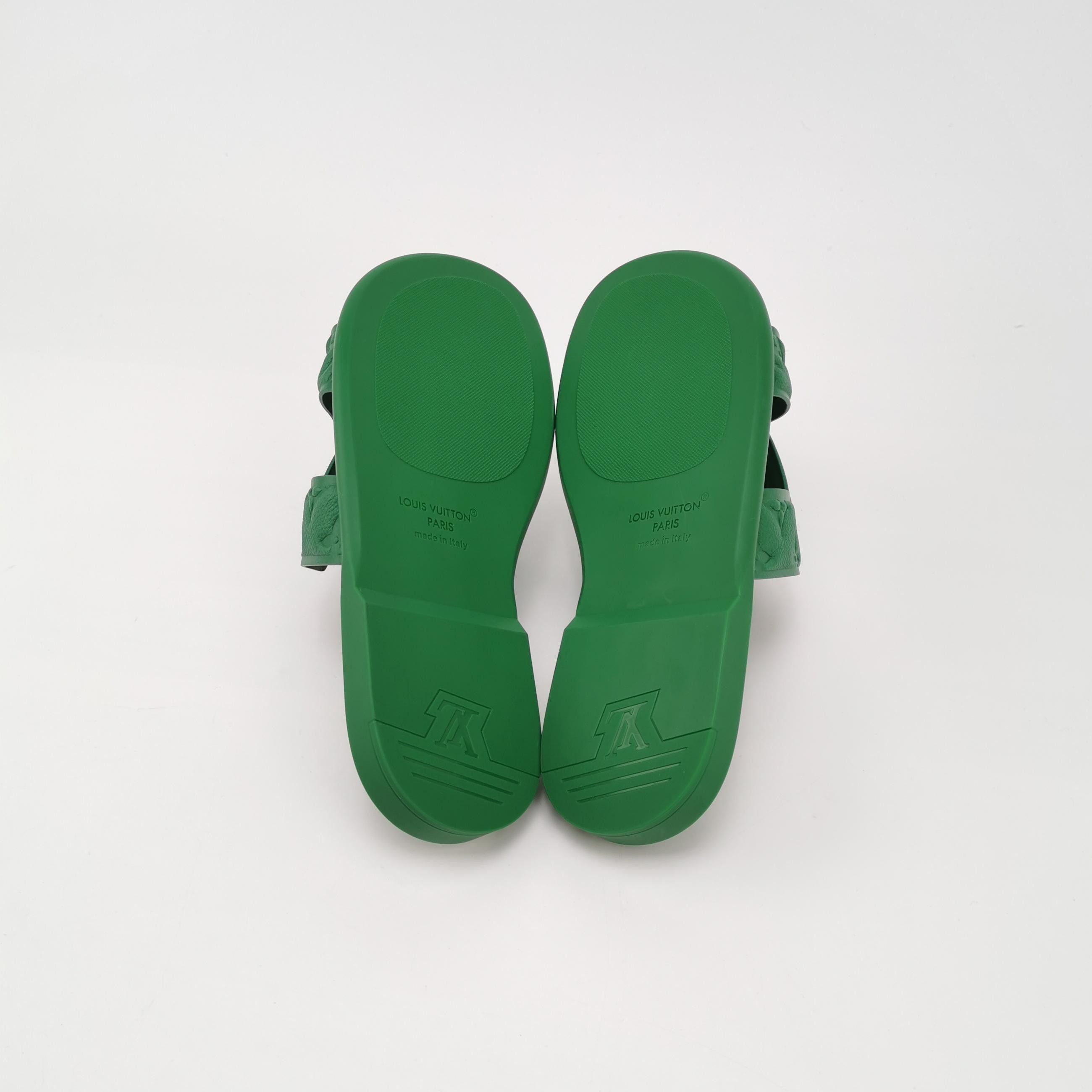 Louis Vuitton Louis Vuitton Monogram Embossed Green Oasis Sandals 40.5 Size US 7 / EU 40 - 5 Thumbnail