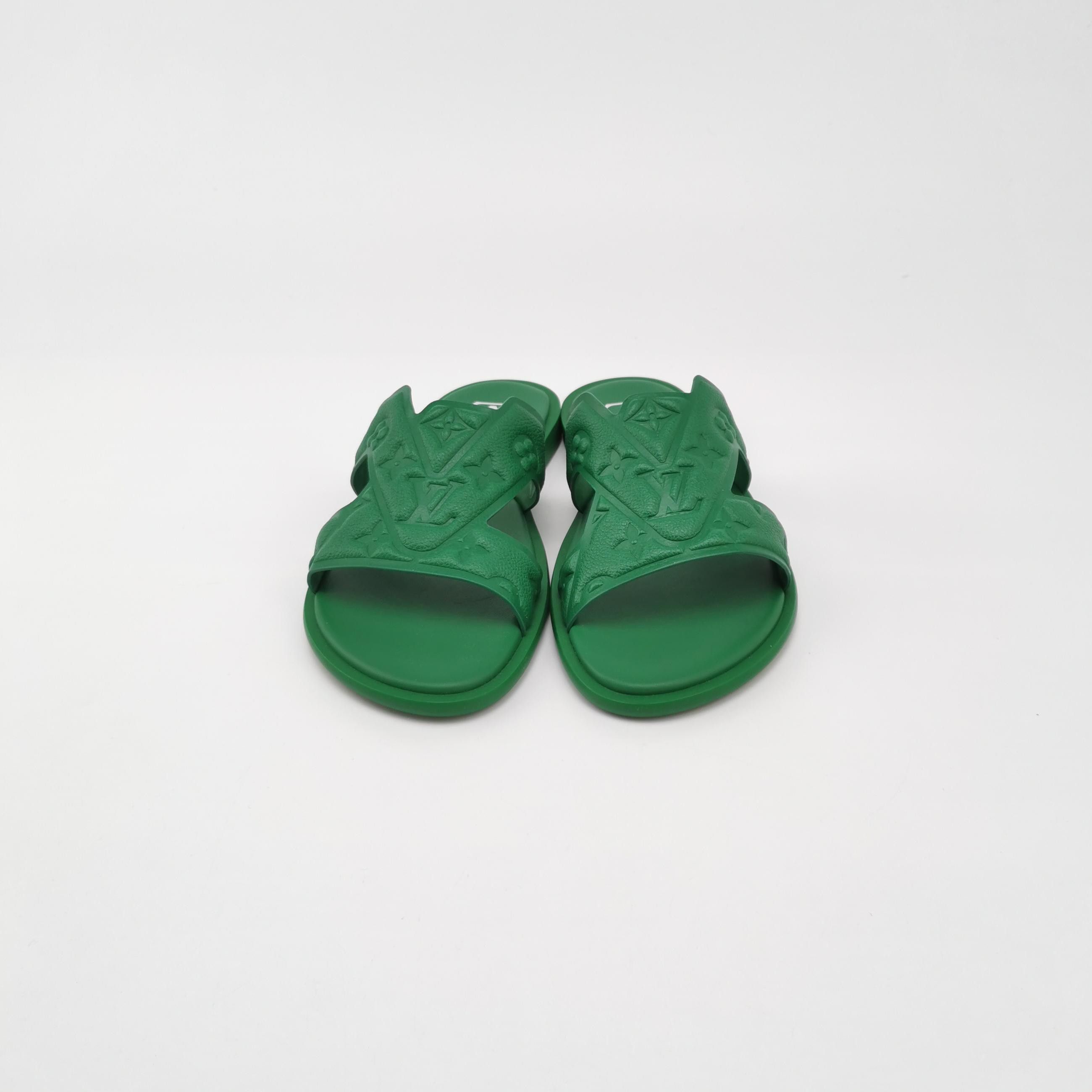 Louis Vuitton Louis Vuitton Monogram Embossed Green Oasis Sandals 40.5 Size US 7 / EU 40 - 3 Thumbnail