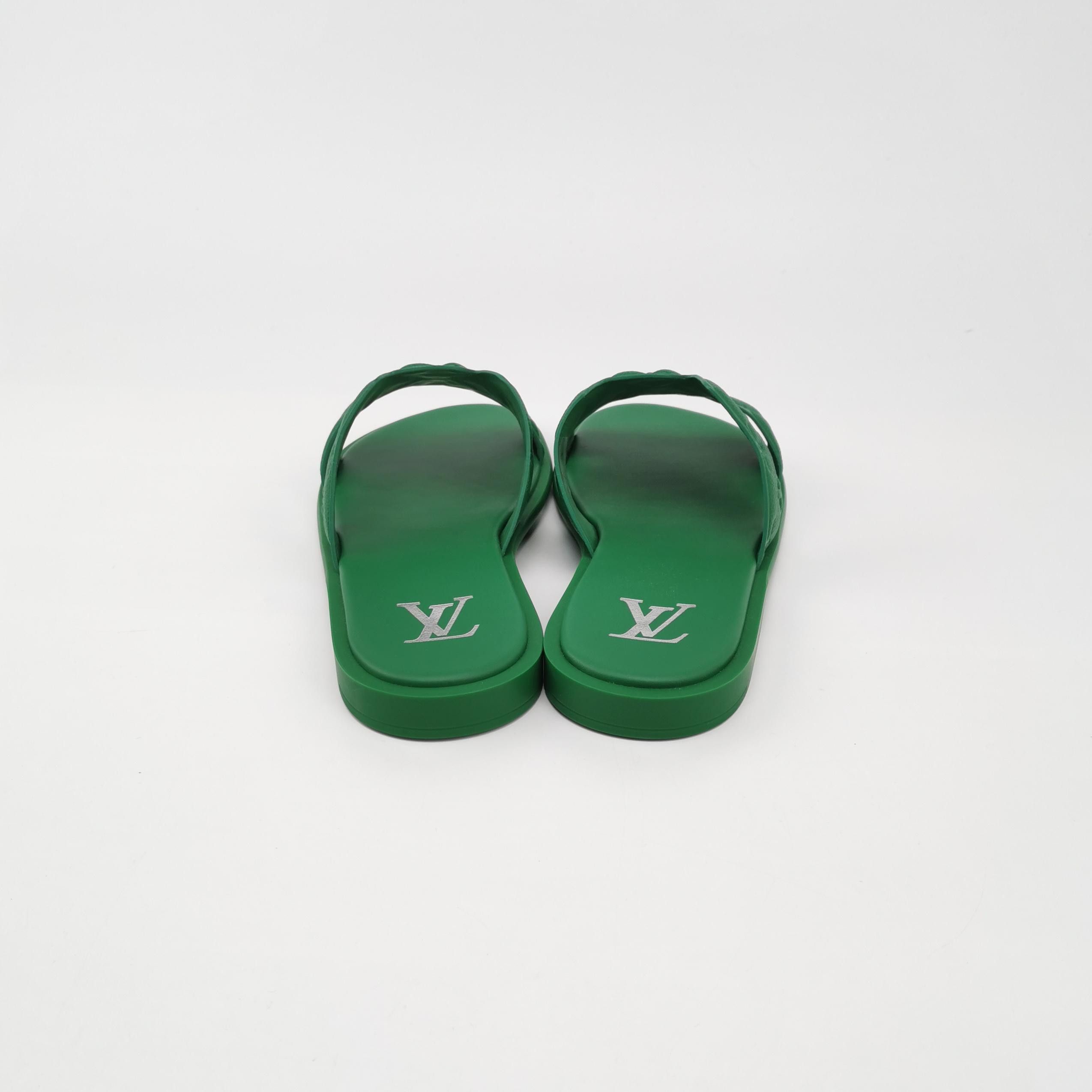 Louis Vuitton Louis Vuitton Monogram Embossed Green Oasis Sandals 40.5 Size US 7 / EU 40 - 4 Thumbnail