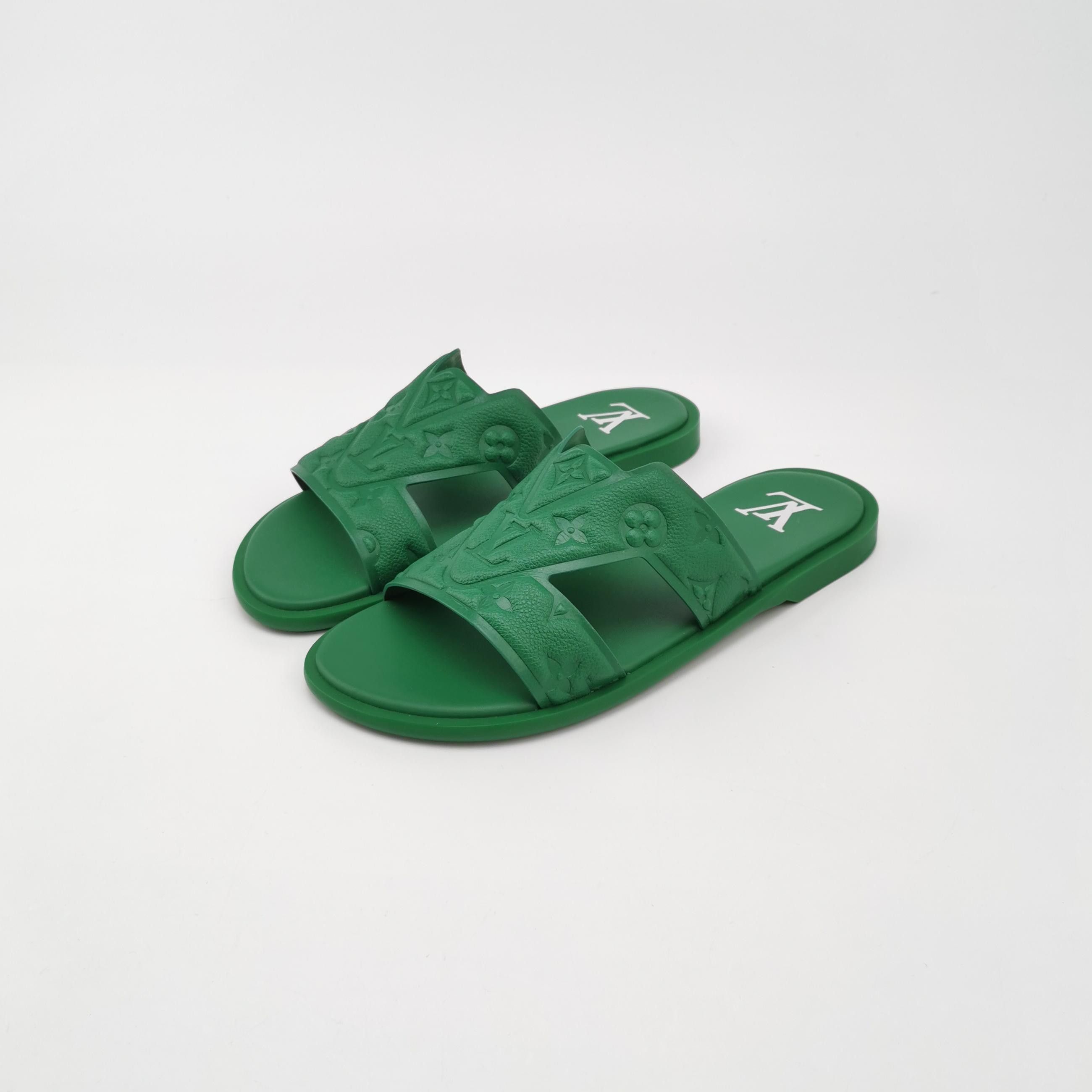 Louis Vuitton Louis Vuitton Monogram Embossed Green Oasis Sandals 40.5 Size US 7 / EU 40 - 2 Thumbnail