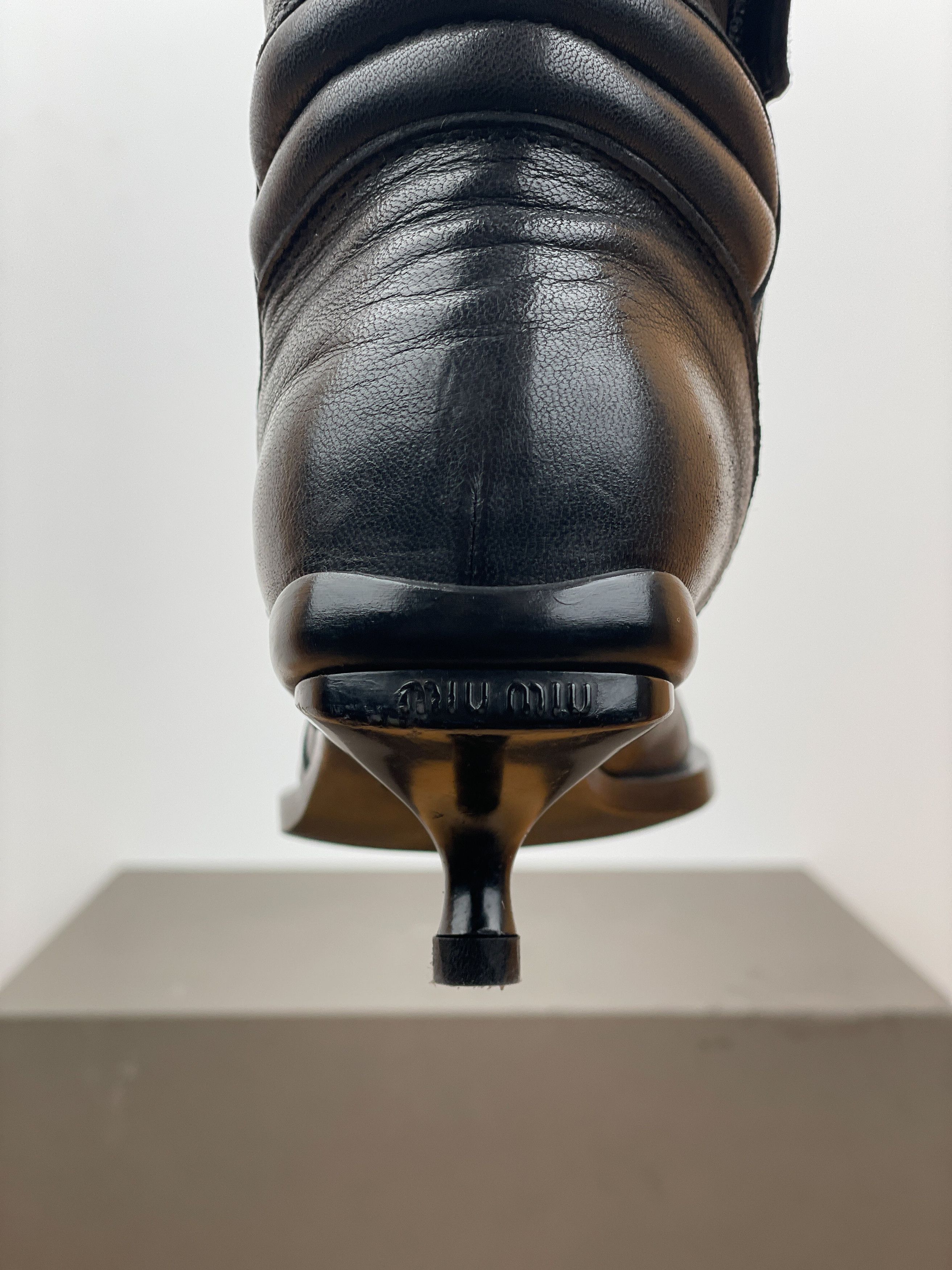 Miu Miu AW99 Kitten Heel Biker Moto Boots Size US 4 / IT 34 - 10 Thumbnail